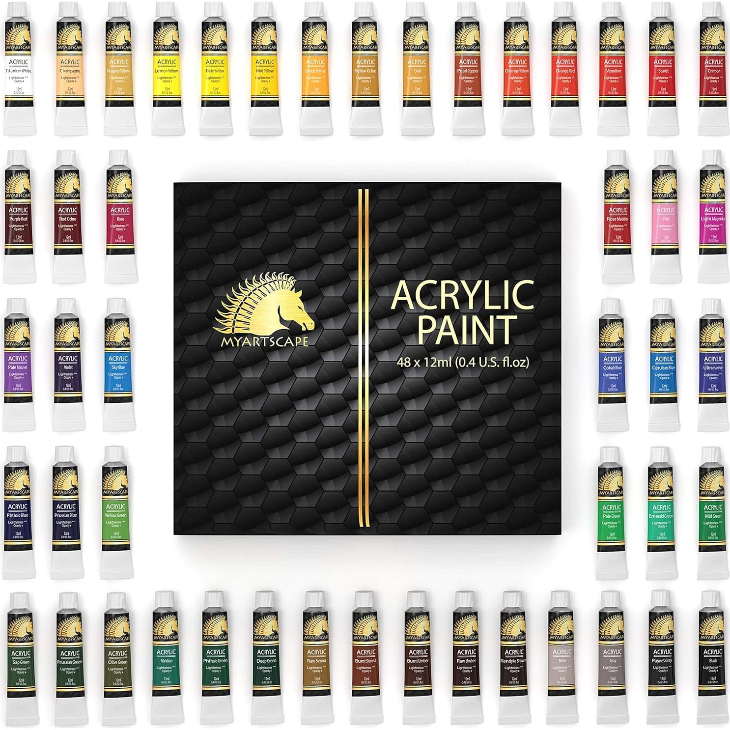 Juego de Pintura Acrílica MyArtscape - 48 Tubos 12ml - No Tóxica