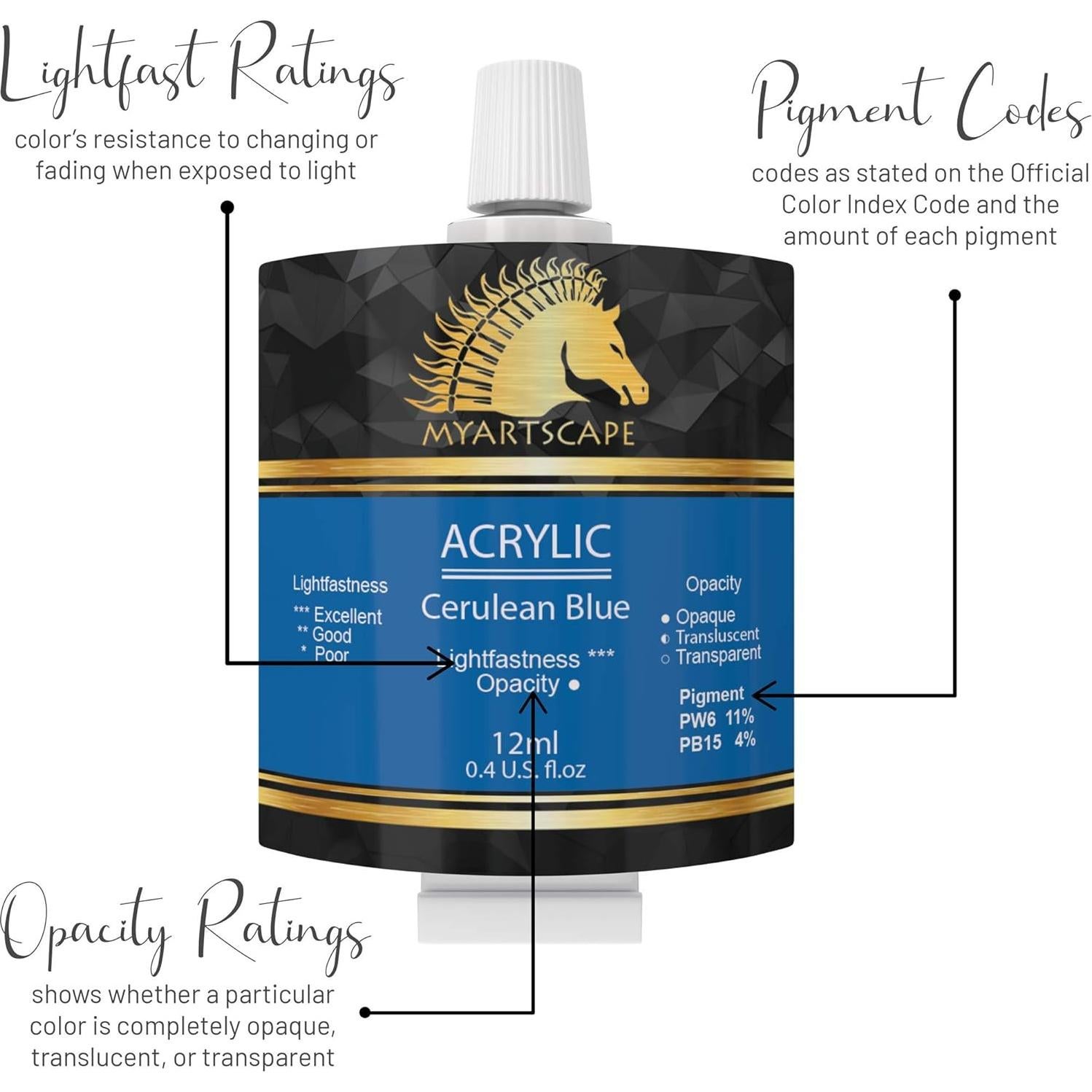 Juego de Pintura Acrílica MyArtscape - 48 Tubos 12ml - No Tóxica