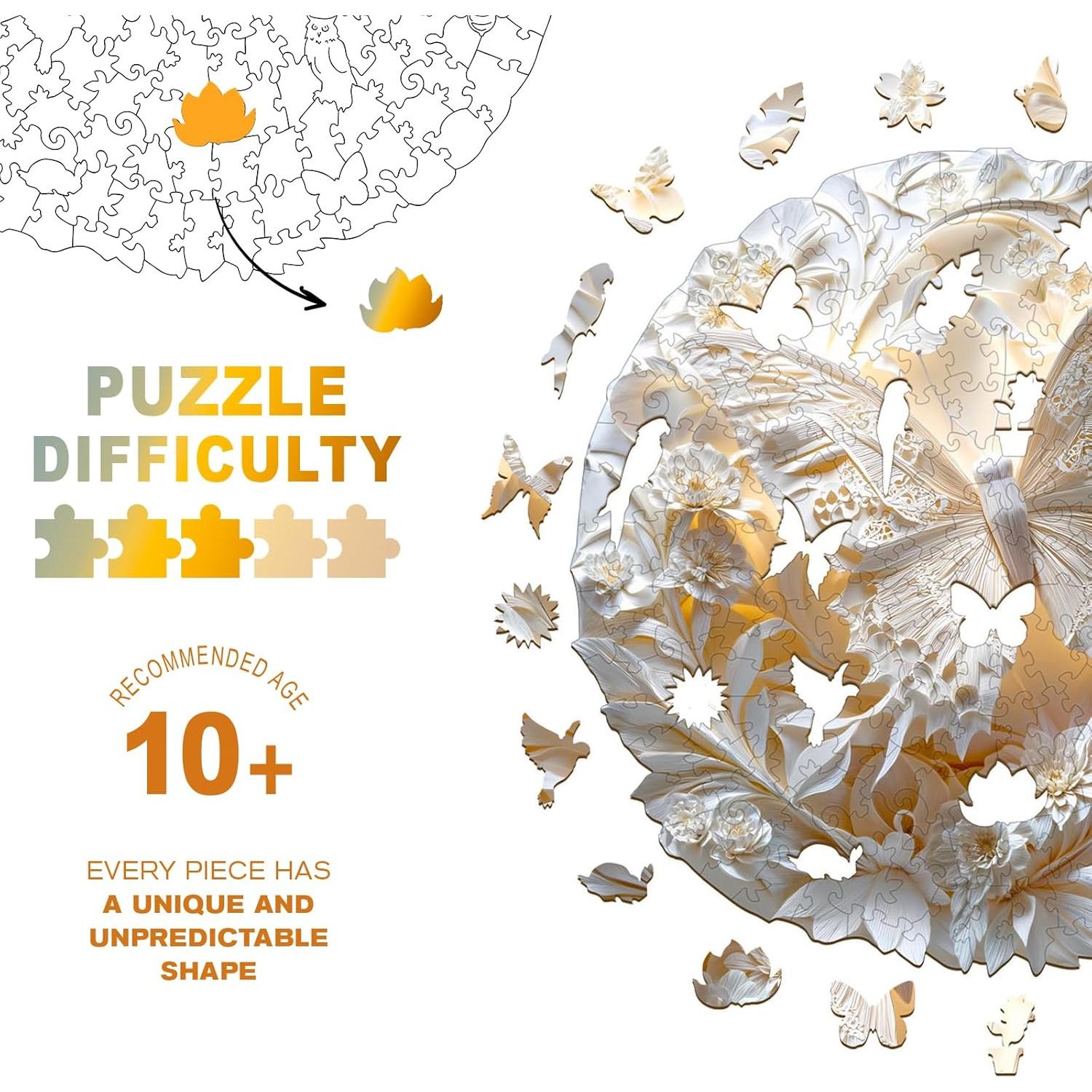 Rompecabezas de Madera 3D Purdicra Mariposa 100 Piezas 21.6 cm