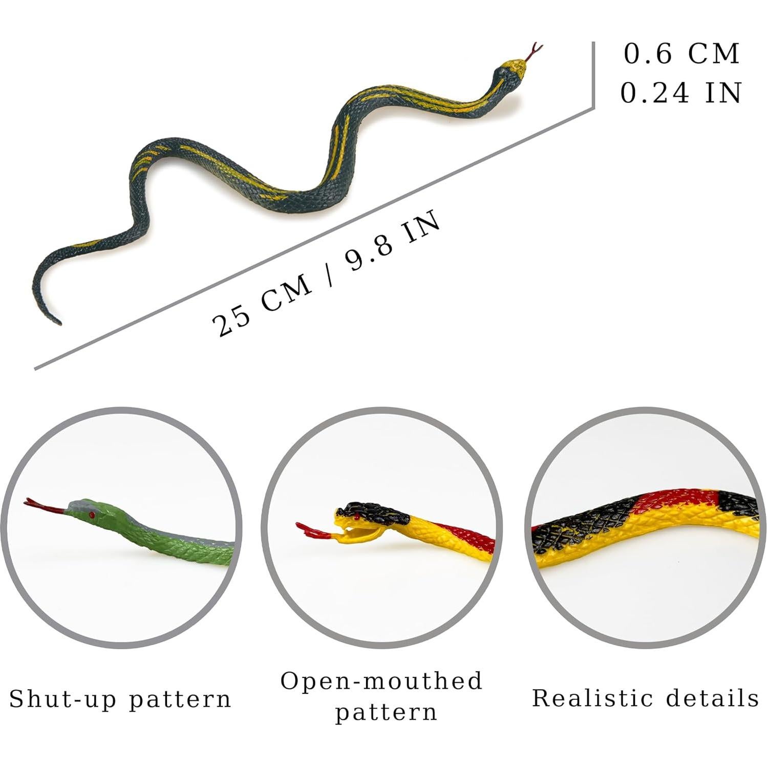 Serpientes de goma realistas 12 Pcs - Juguete broma Halloween