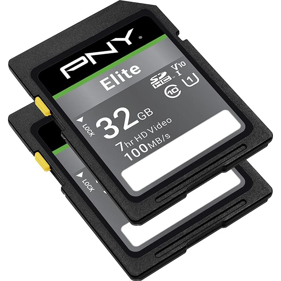 Tarjeta de Memoria PNY 32GB SDHC Clase 10 U1 V10 - Paquete de 2