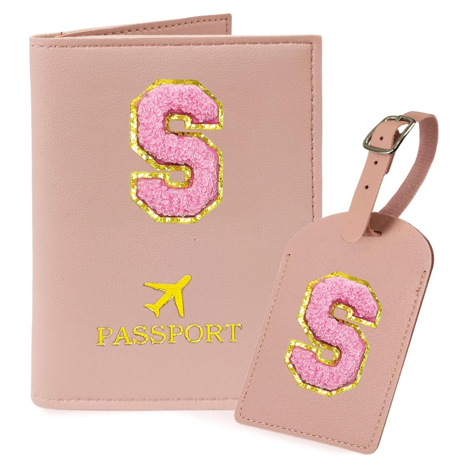 Conjunto Funda de Pasaporte y Etiqueta de Equipaje COSHAYSOO Rosa