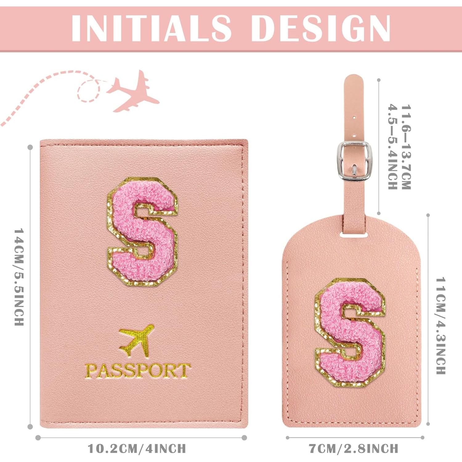 Conjunto Funda de Pasaporte y Etiqueta de Equipaje COSHAYSOO Rosa