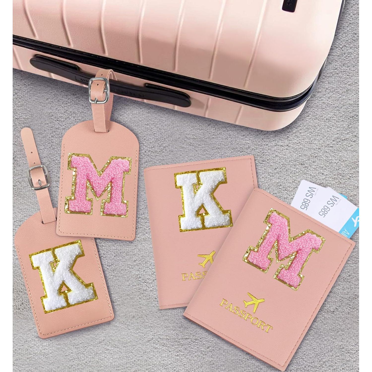 Conjunto Funda de Pasaporte y Etiqueta de Equipaje COSHAYSOO Rosa