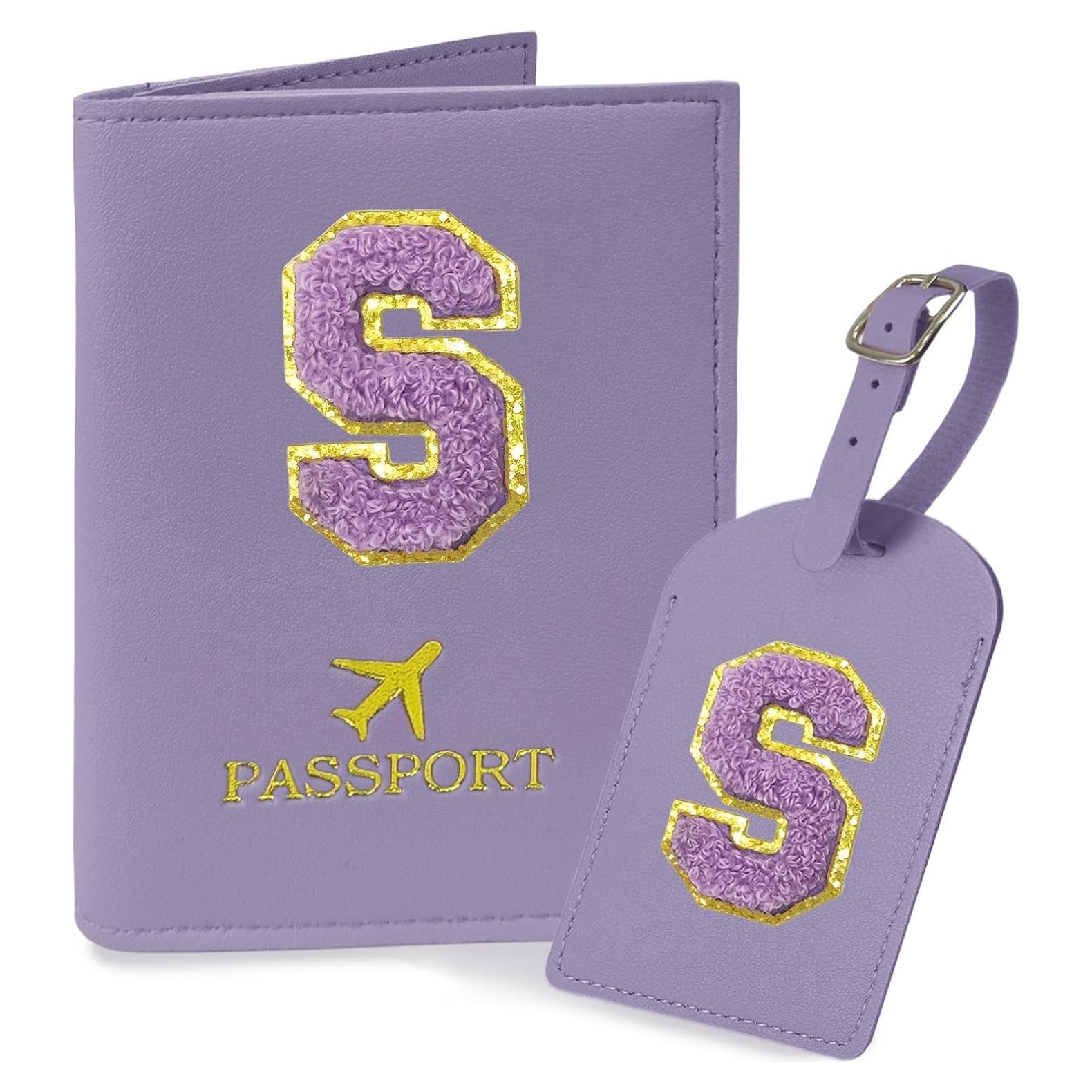Conjunto Funda de Pasaporte y Etiqueta de Equipaje COSHAYSOO Violeta