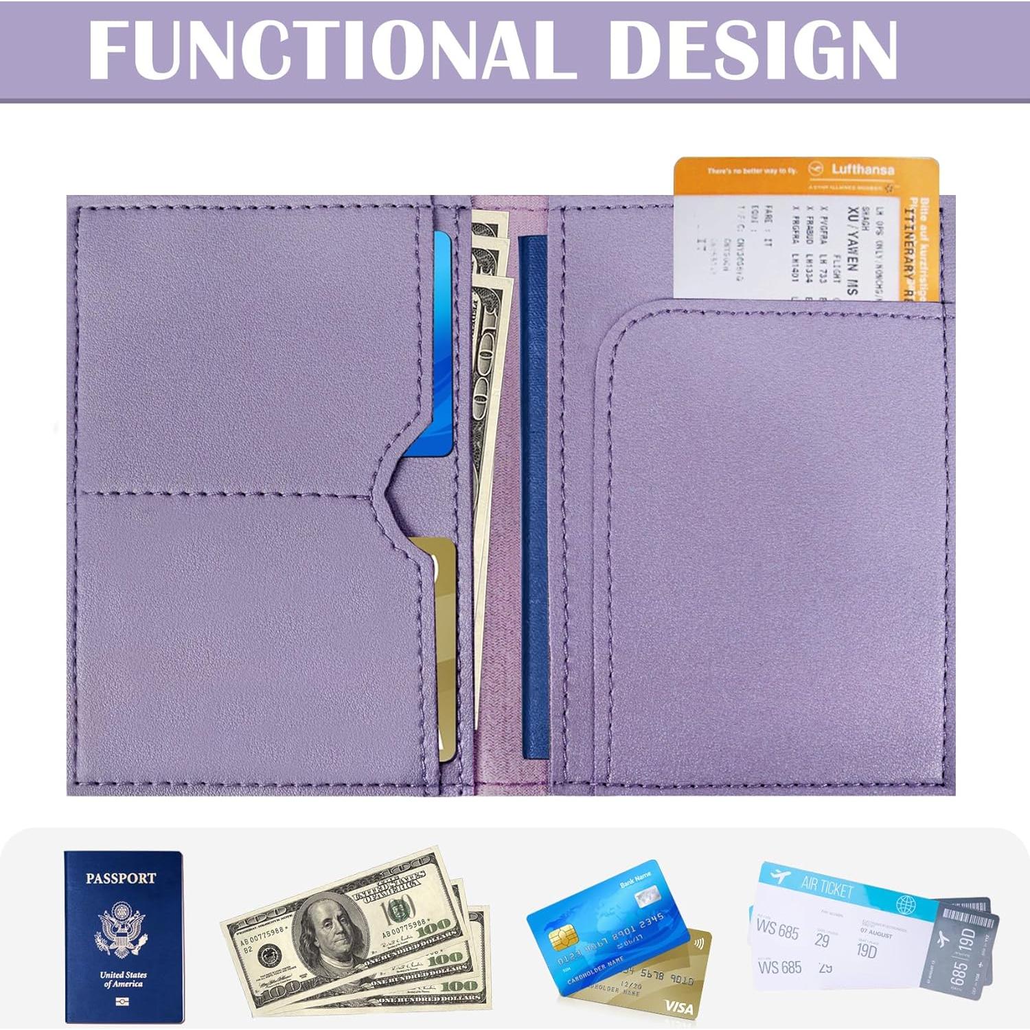Conjunto Funda de Pasaporte y Etiqueta de Equipaje COSHAYSOO Violeta