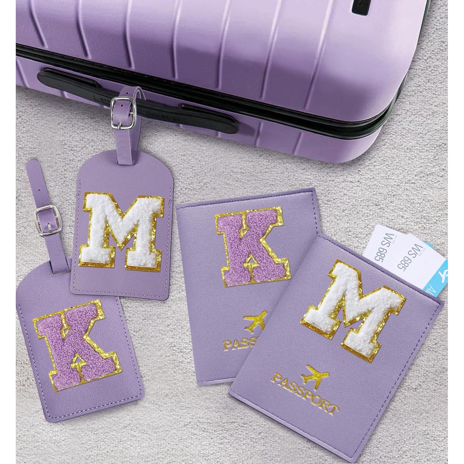 Conjunto Funda de Pasaporte y Etiqueta de Equipaje COSHAYSOO Violeta