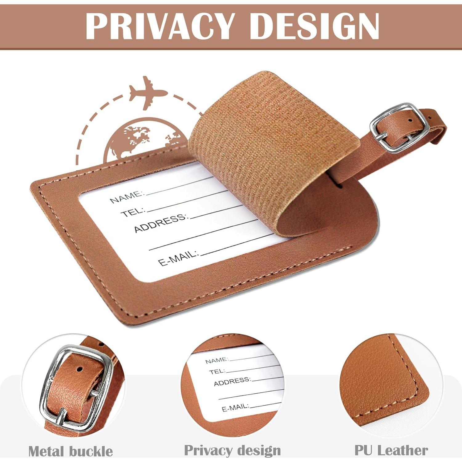 Funda de Pasaporte y Etiqueta de Equipaje COSHAYSOO Marrón Inicial I