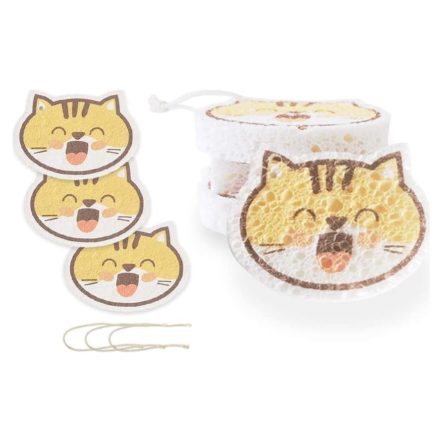 Esponjas de Platos Vilphel Gato Sonriente 3 Piezas Celulosa