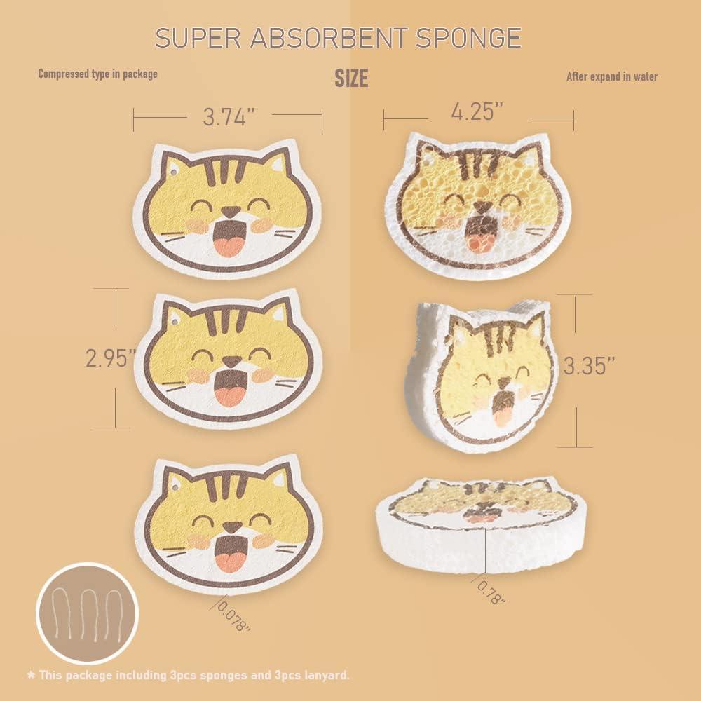 Esponjas de Platos Vilphel Gato Sonriente 3 Piezas Celulosa