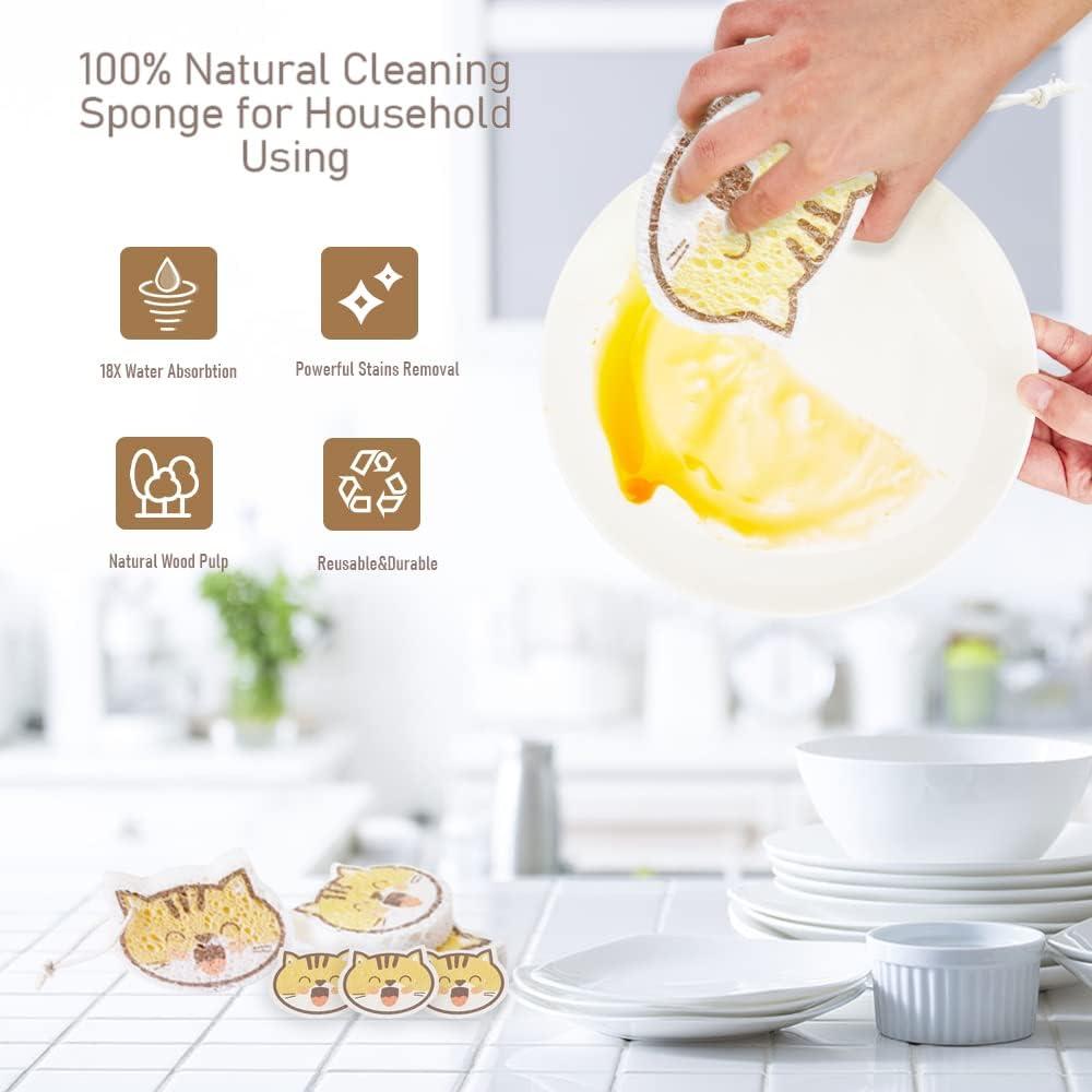 Esponjas de Platos Vilphel Gato Sonriente 3 Piezas Celulosa