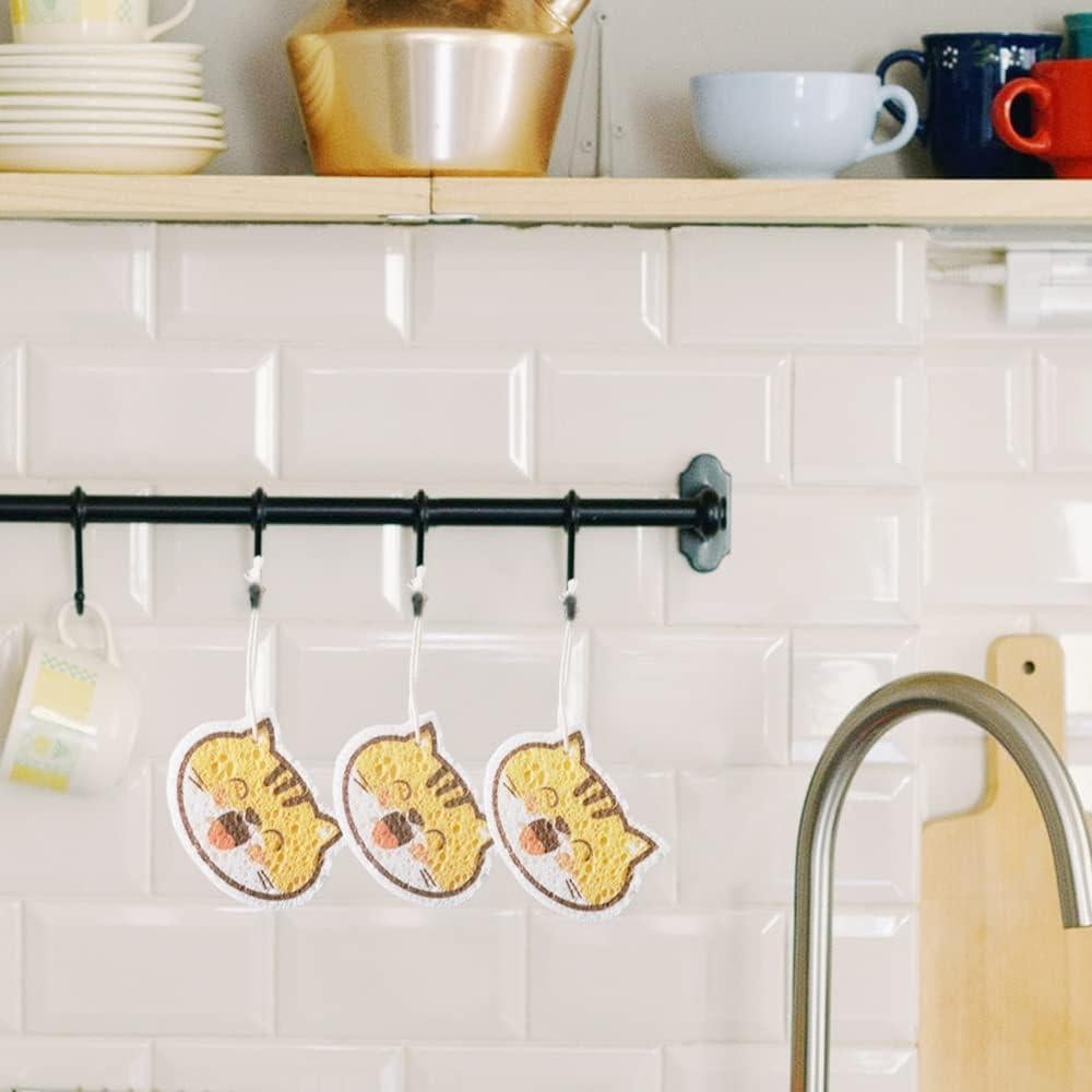 Esponjas de Platos Vilphel Gato Sonriente 3 Piezas Celulosa