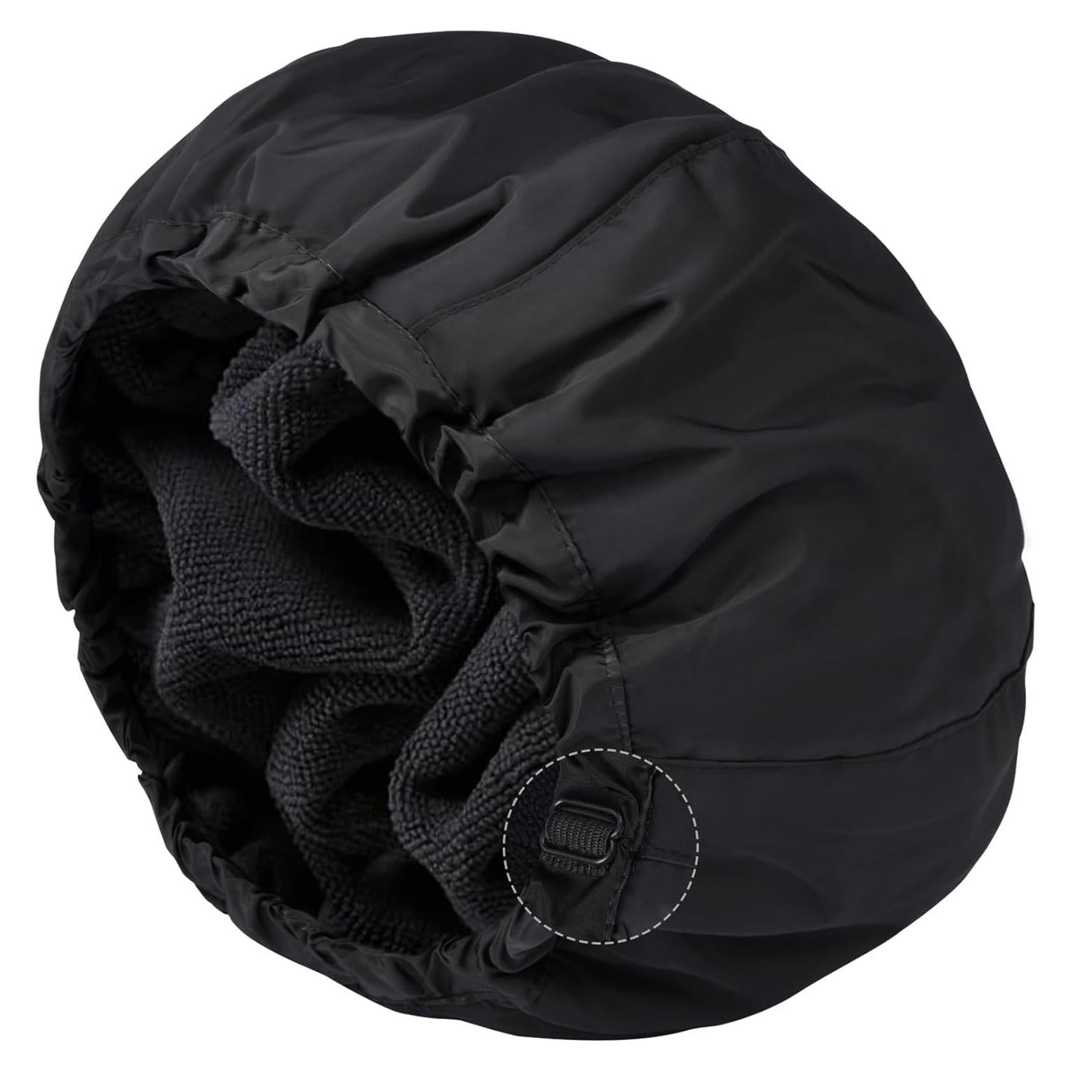 Gorro de Ducha Impermeable Aileam Negro Ajustable Reversible