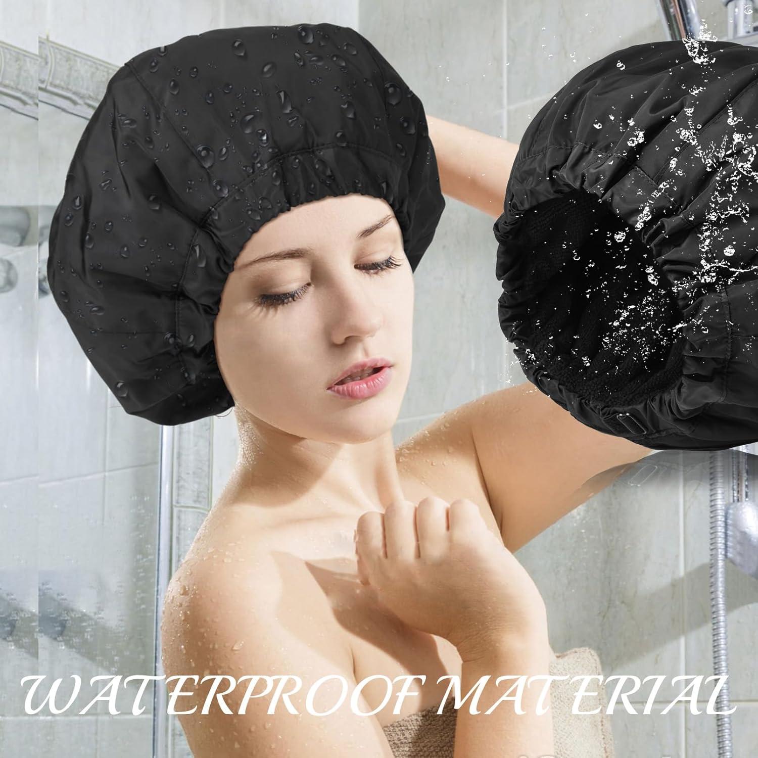 Gorro de Ducha Impermeable Aileam Negro Ajustable Reversible