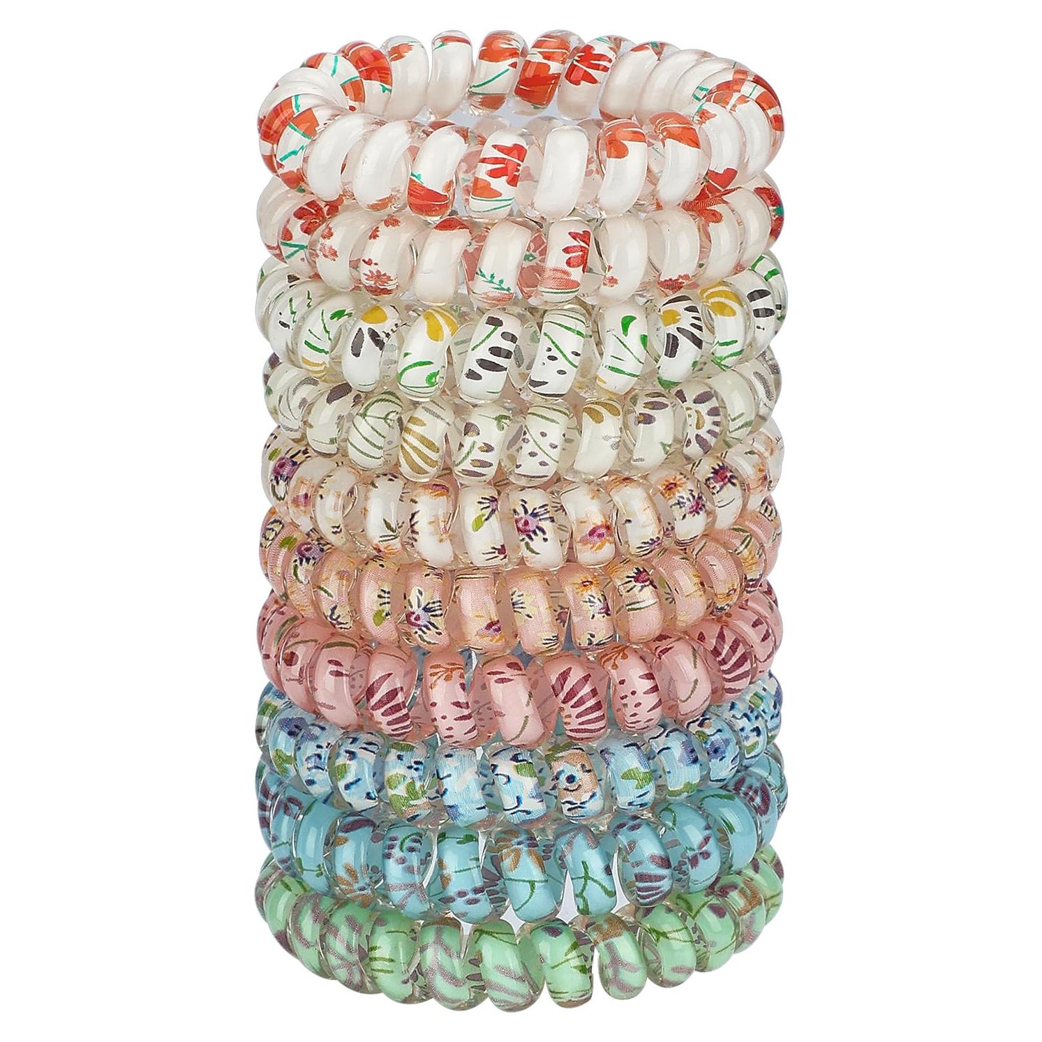 Lazos para Cabello en Espiral JessLab - 10 Piezas Colores Variados