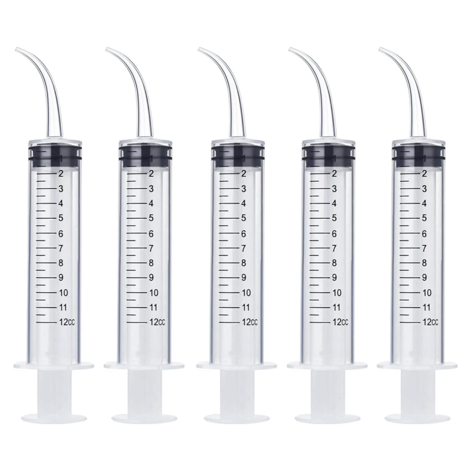 Jeringas Dentales HiMo 12ml Paquete de 5 con Punta Curvada