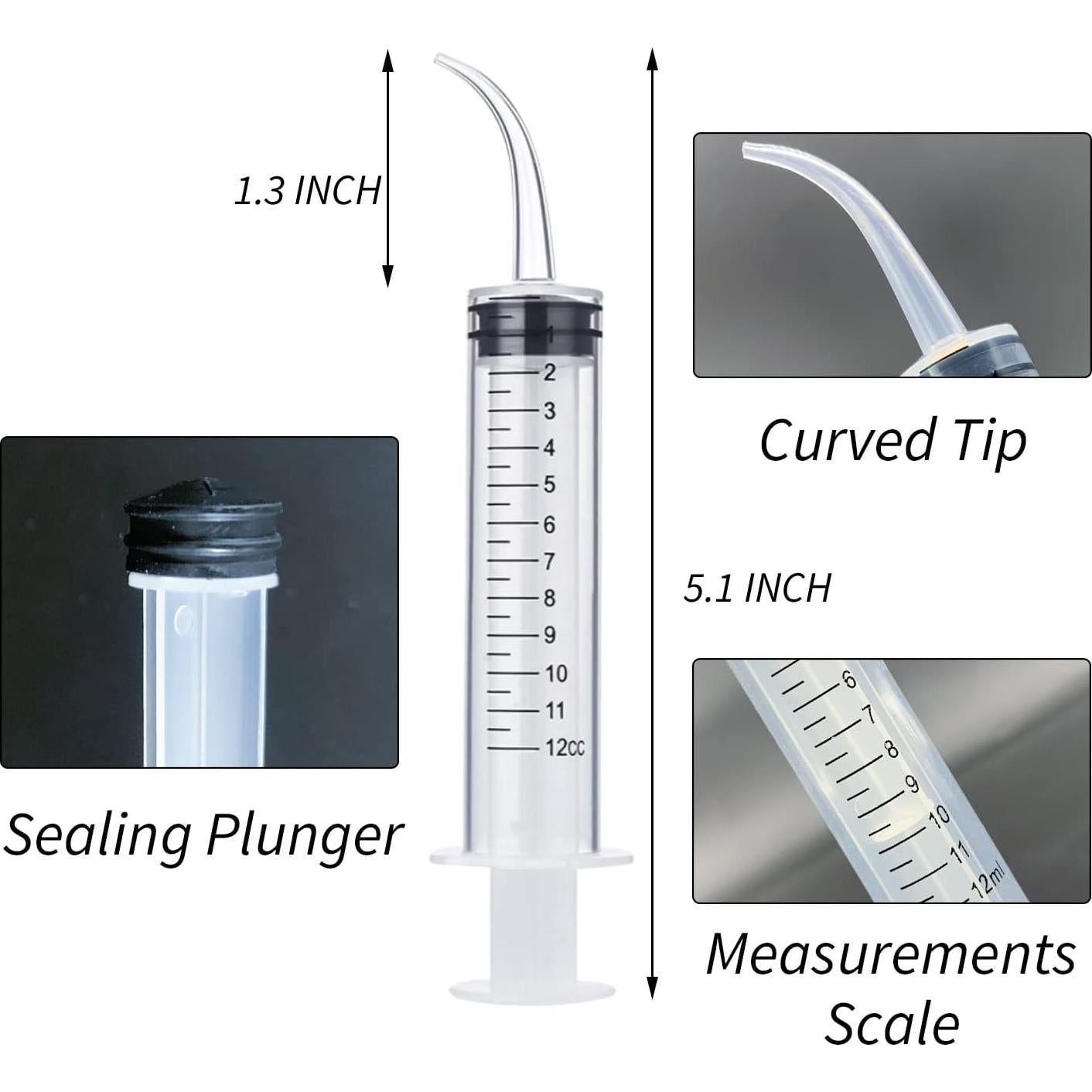 Jeringas Dentales HiMo 12ml Paquete de 5 con Punta Curvada