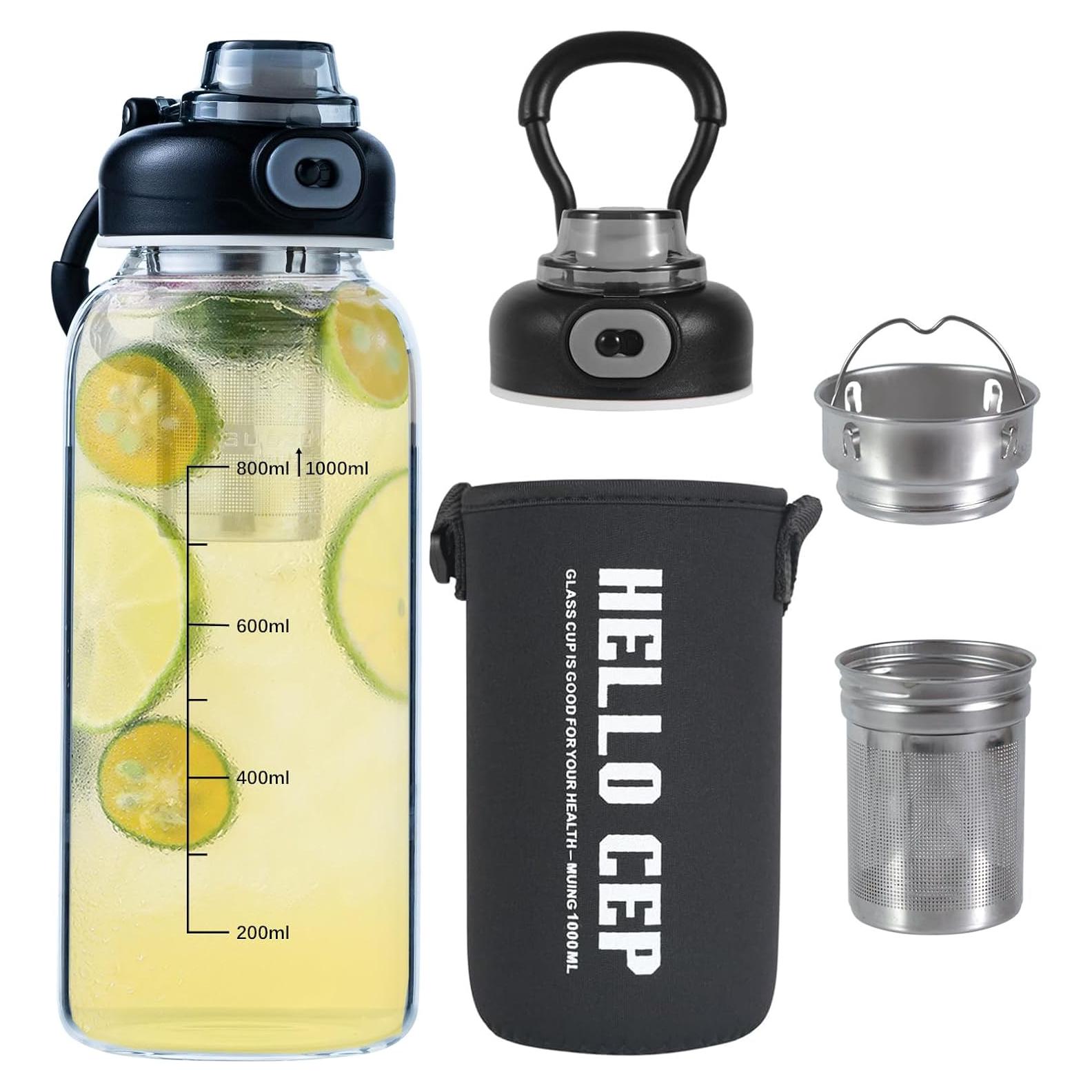 Botella de Agua de Vidrio 1008ml con Infusor CHPINDAM