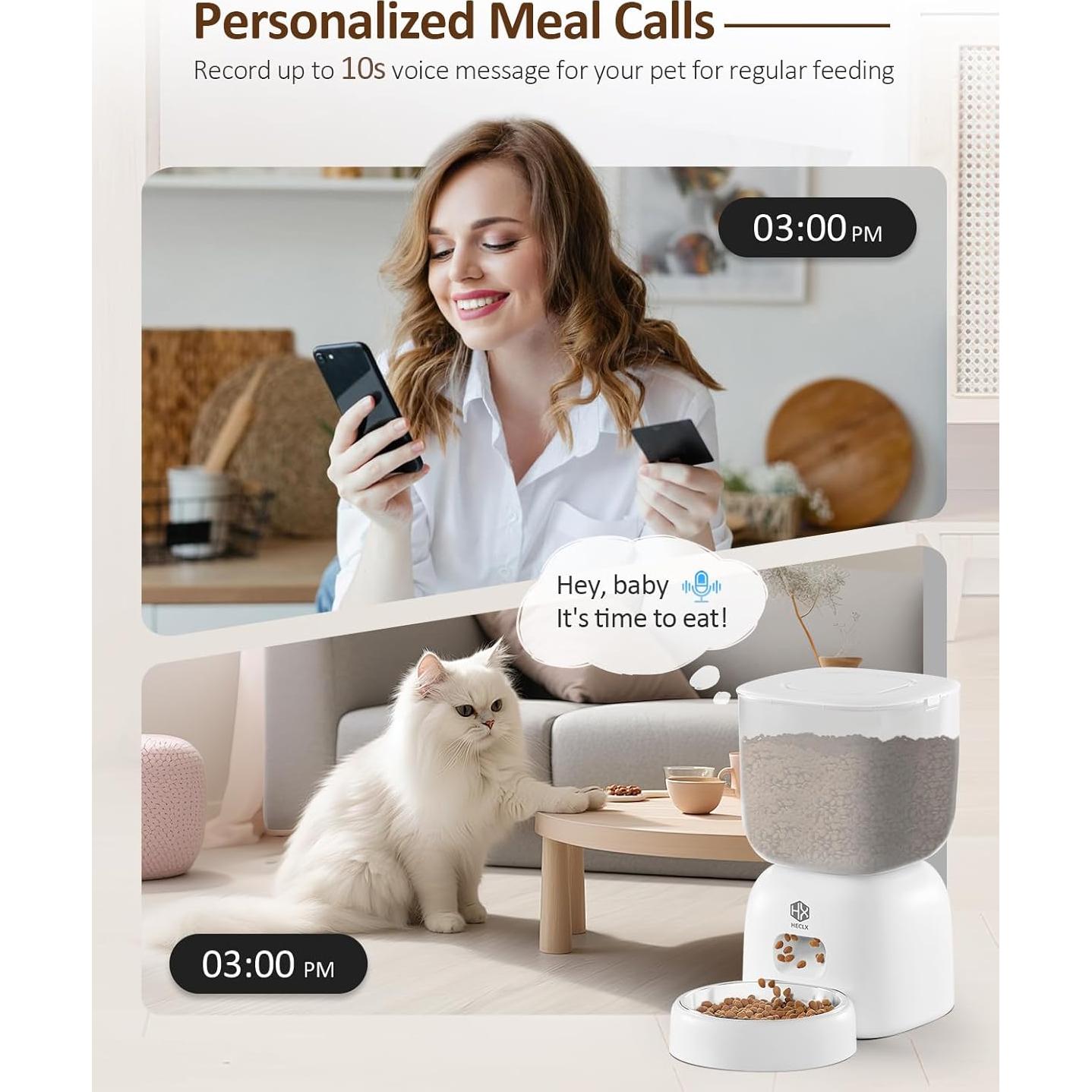 Comedero Automático HX HECLX 3L y Fuente Agua 2L Blanco