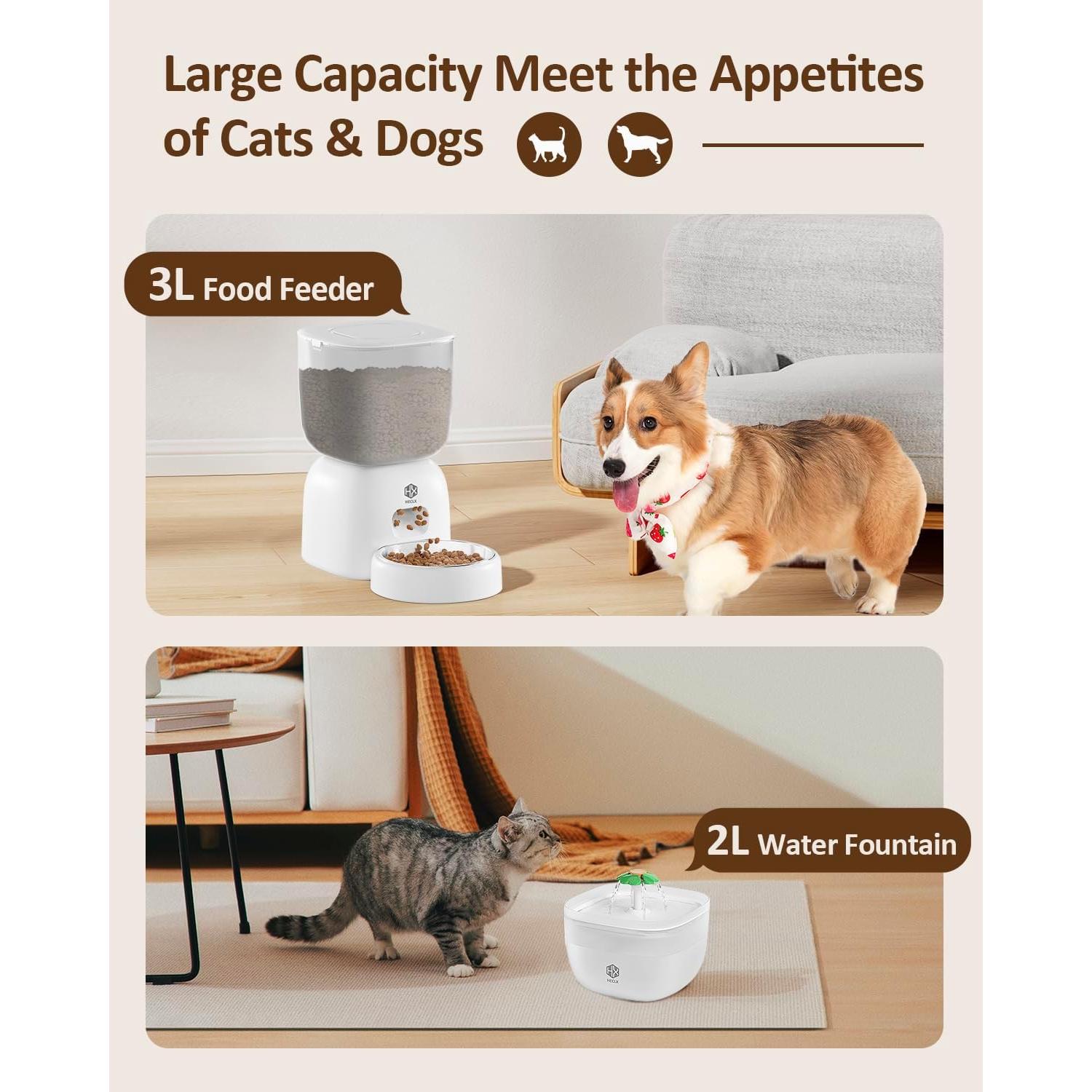 Comedero Automático HX HECLX 3L y Fuente Agua 2L Blanco