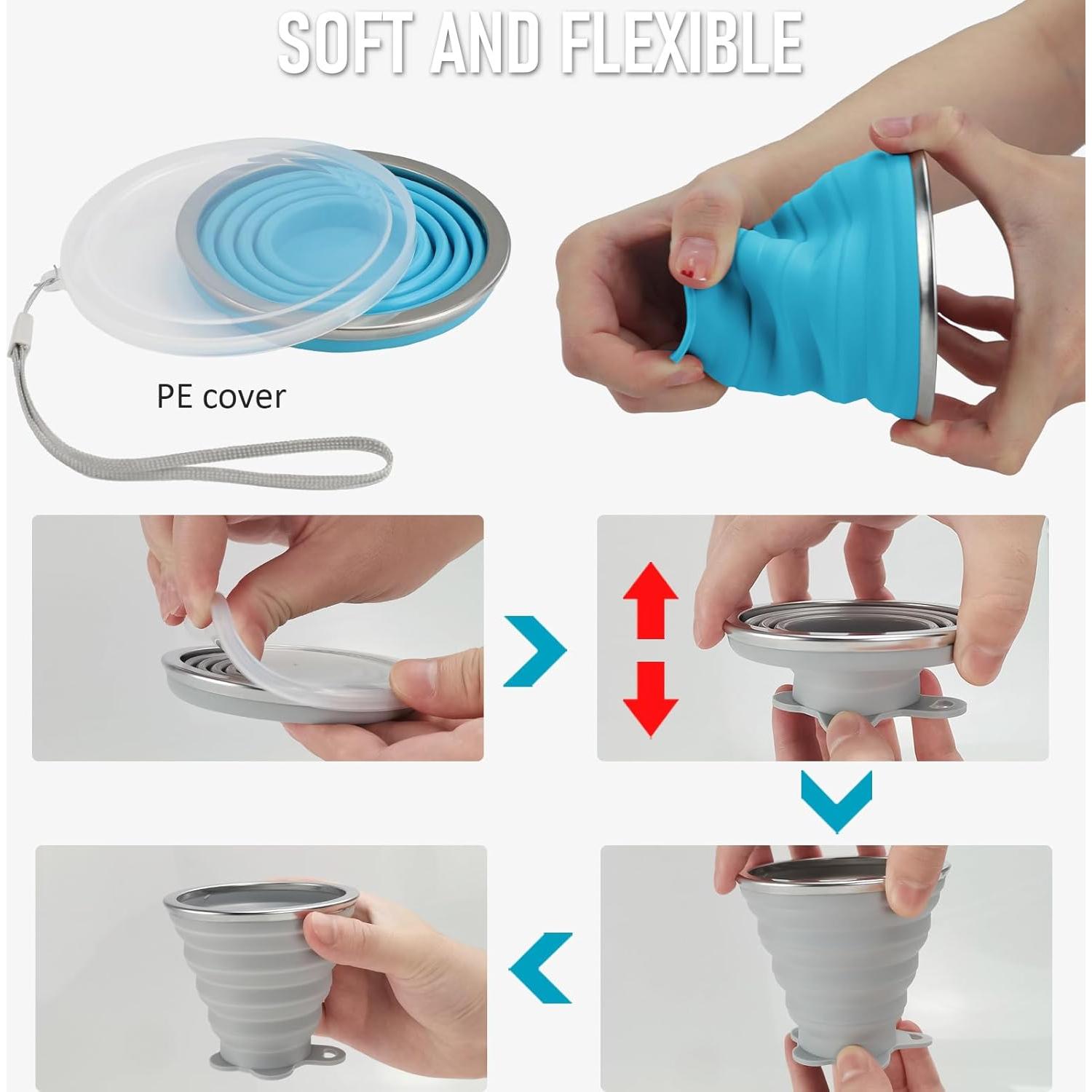Taza Plegable de Silicona JBER para Viaje 260ml - 2 Colores