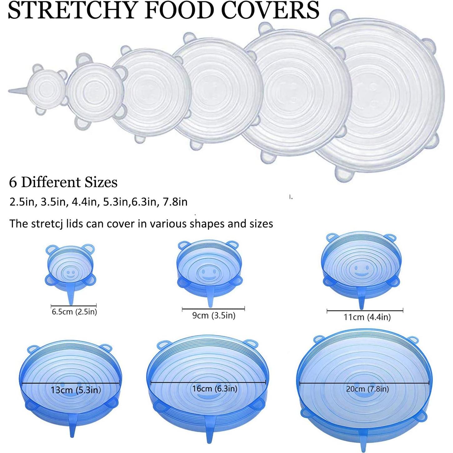 Tapas de Silicona Reutilizables JIGUOOR - 6 Tamaños para Alimentos