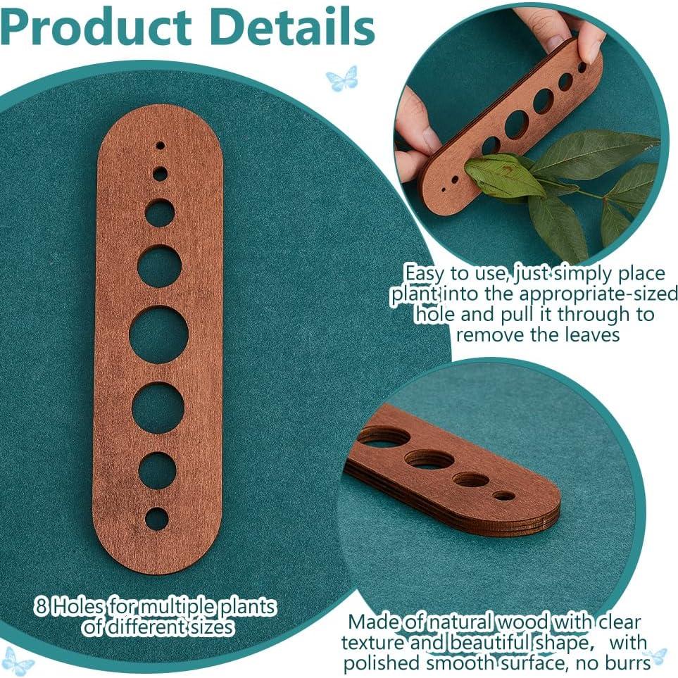 Deshojador de Hierbas de Madera PH PandaHall 2 Piezas 8 Agujeros