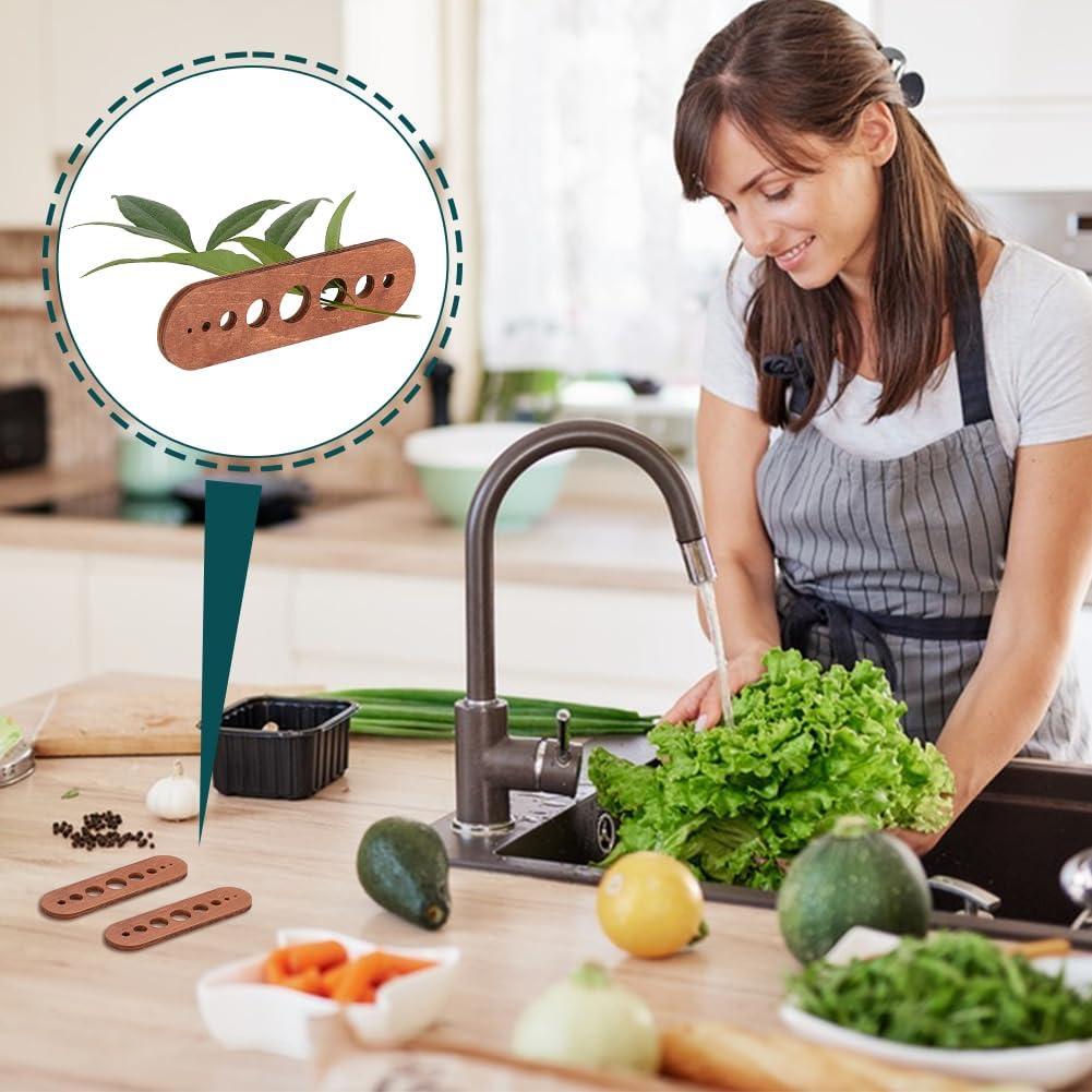 Deshojador de Hierbas de Madera PH PandaHall 2 Piezas 8 Agujeros