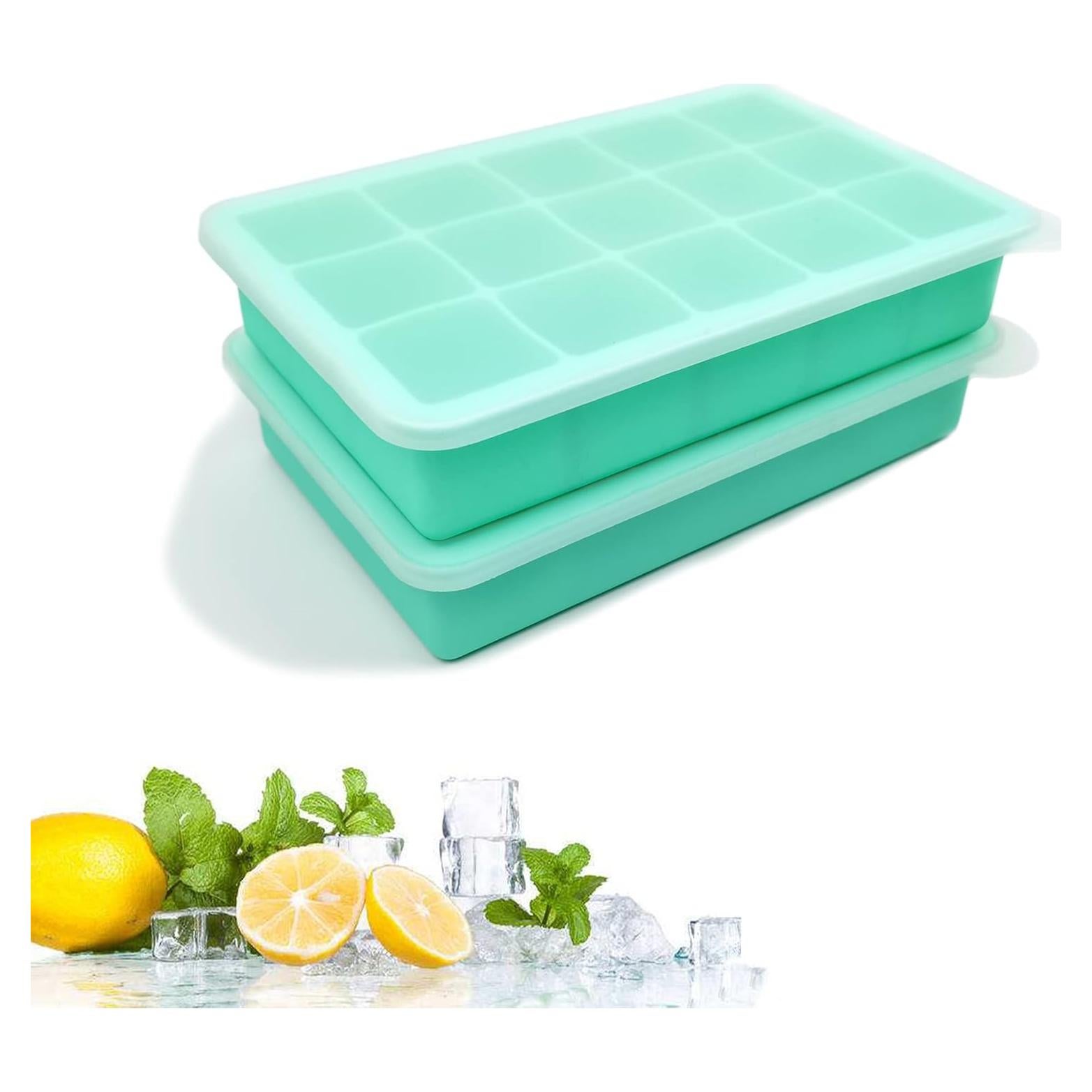 Paquete de 2 bandejas de hielo DCCPAA silicona verde menta