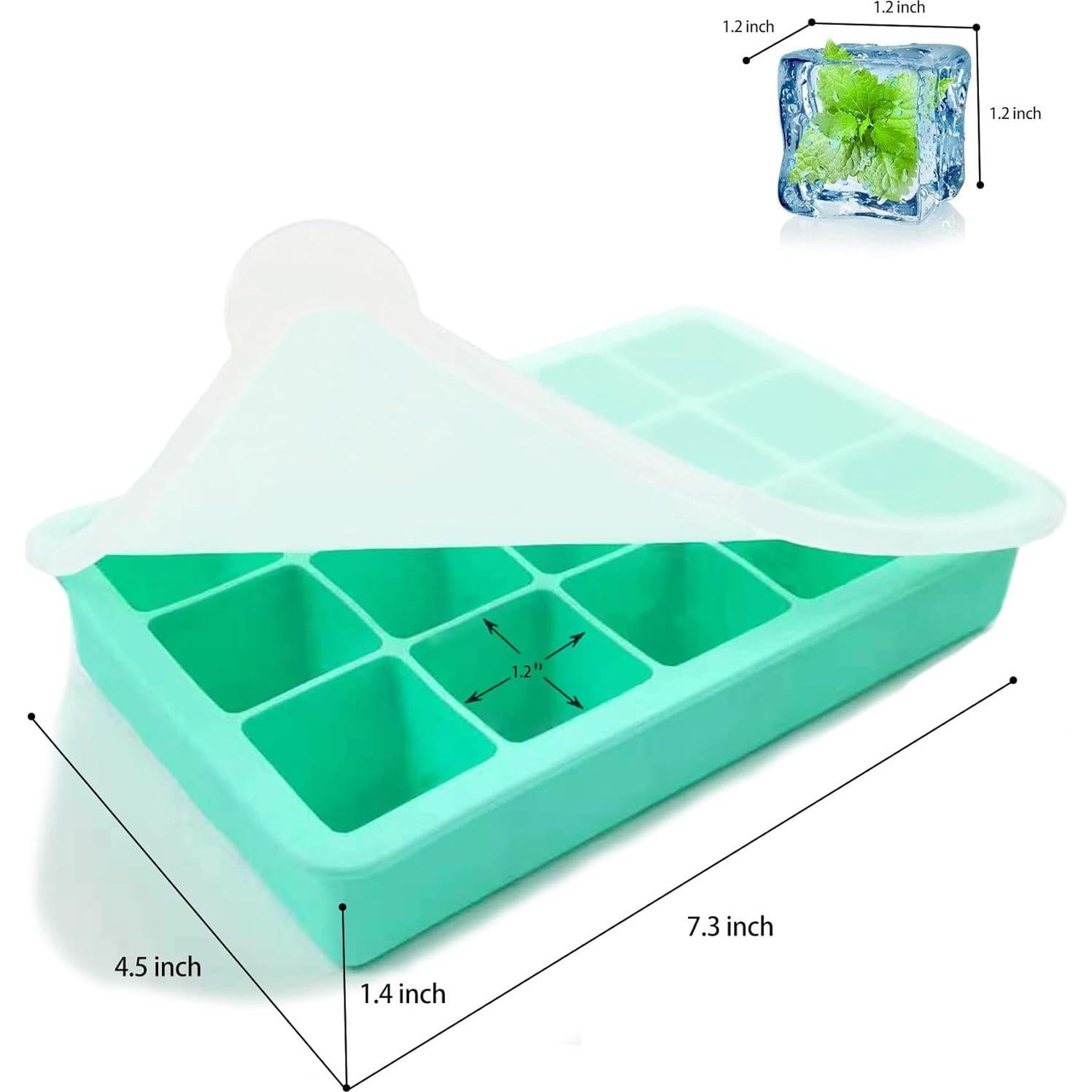 Paquete de 2 bandejas de hielo DCCPAA silicona verde menta