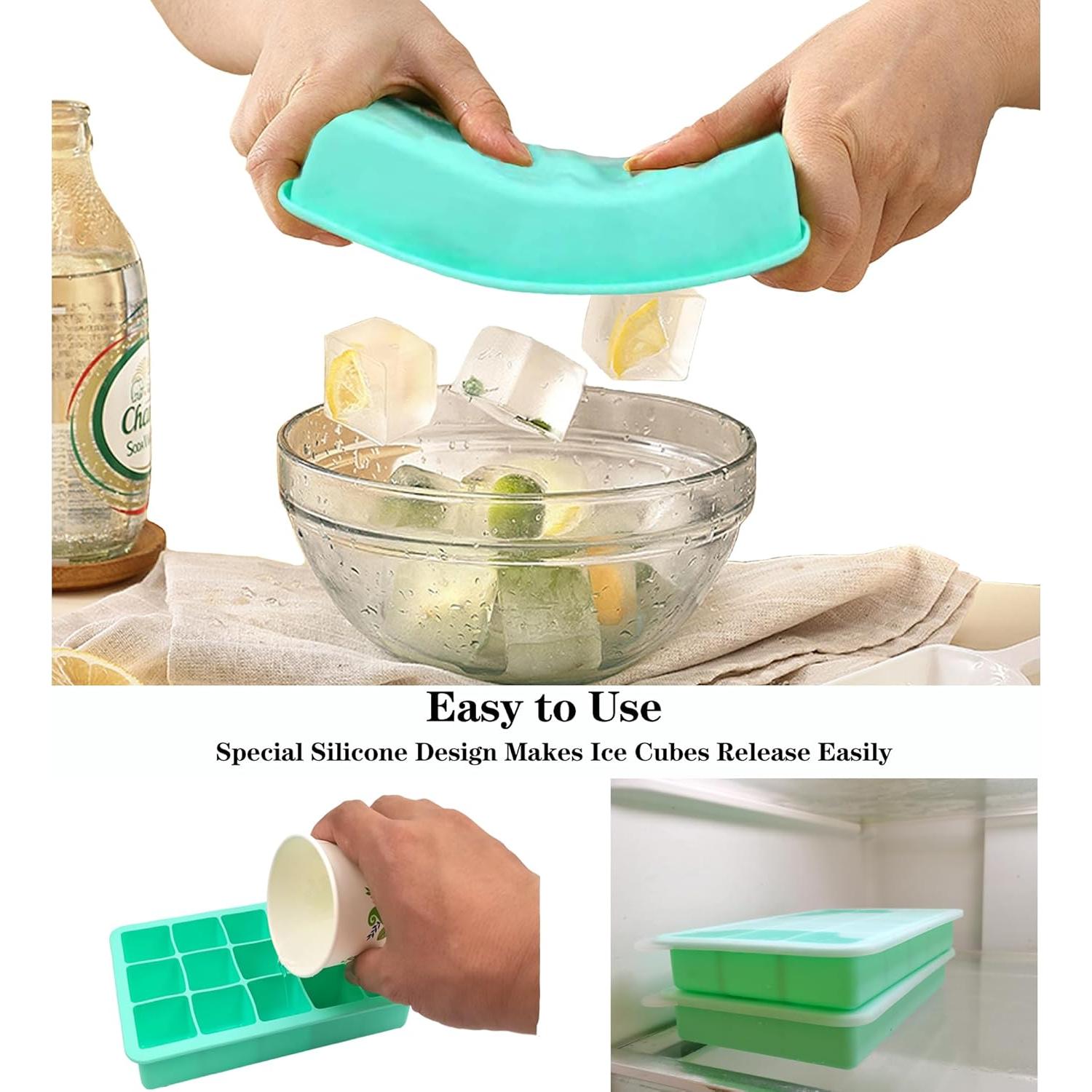 Paquete de 2 bandejas de hielo DCCPAA silicona verde menta