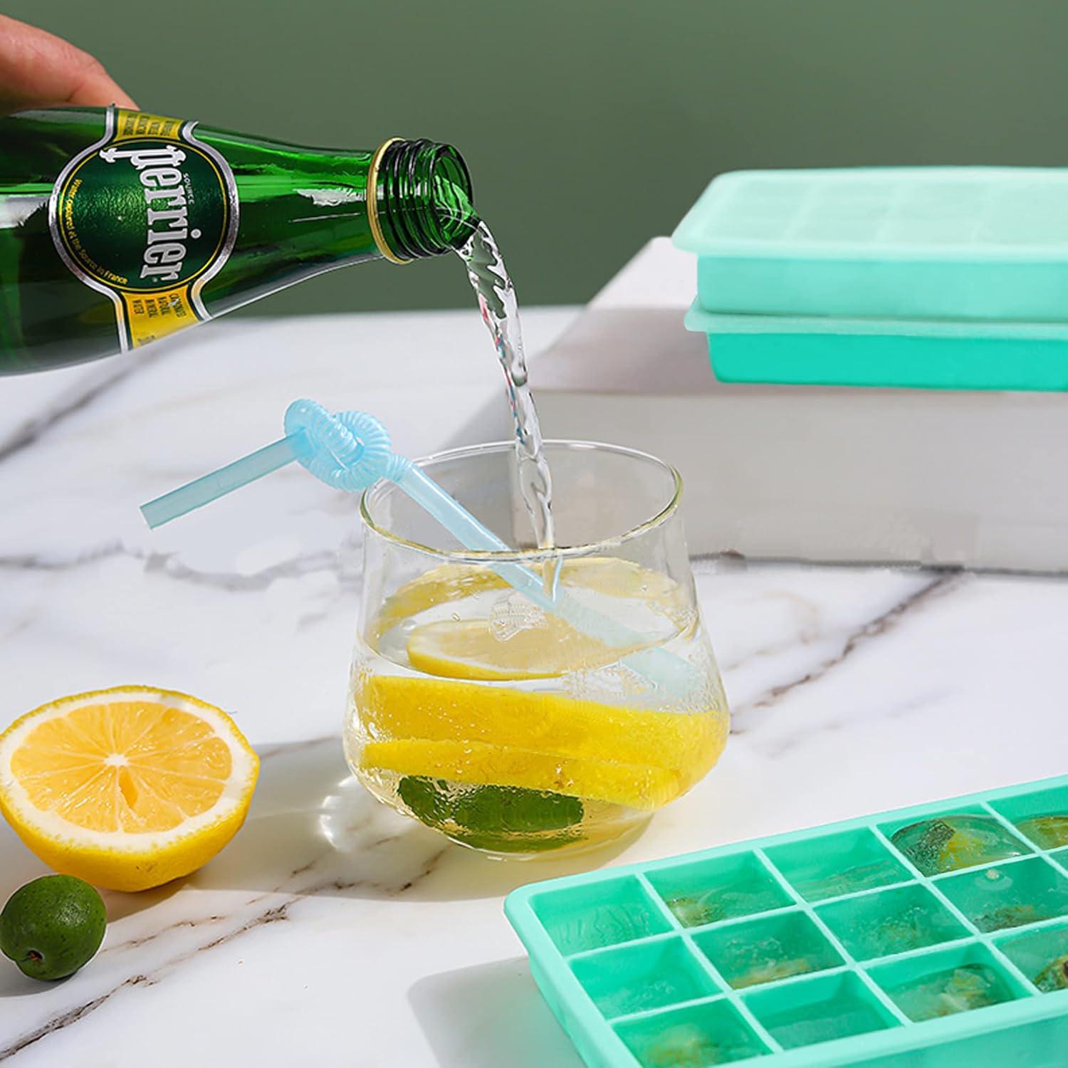 Paquete de 2 bandejas de hielo DCCPAA silicona verde menta