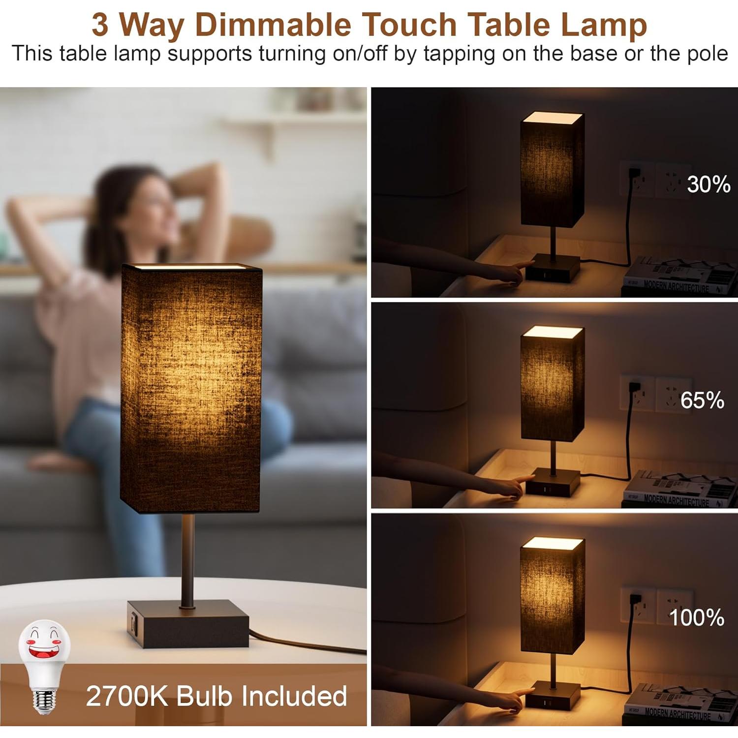 Juego de 2 Lámparas de Mesa Sailstar Táctil USB Regulables