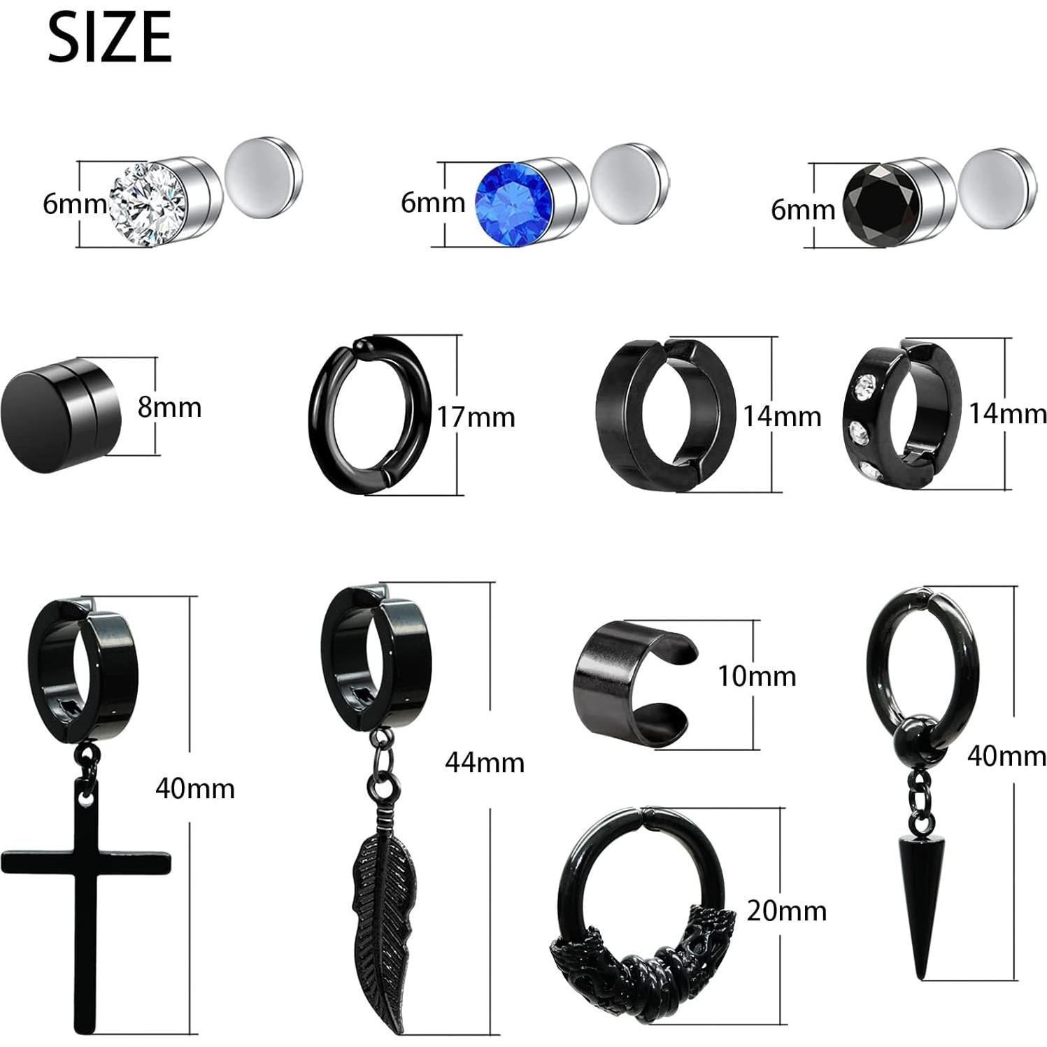 Pendientes Magnéticos Clip On KWUNCCI - 15 Pares Unisex