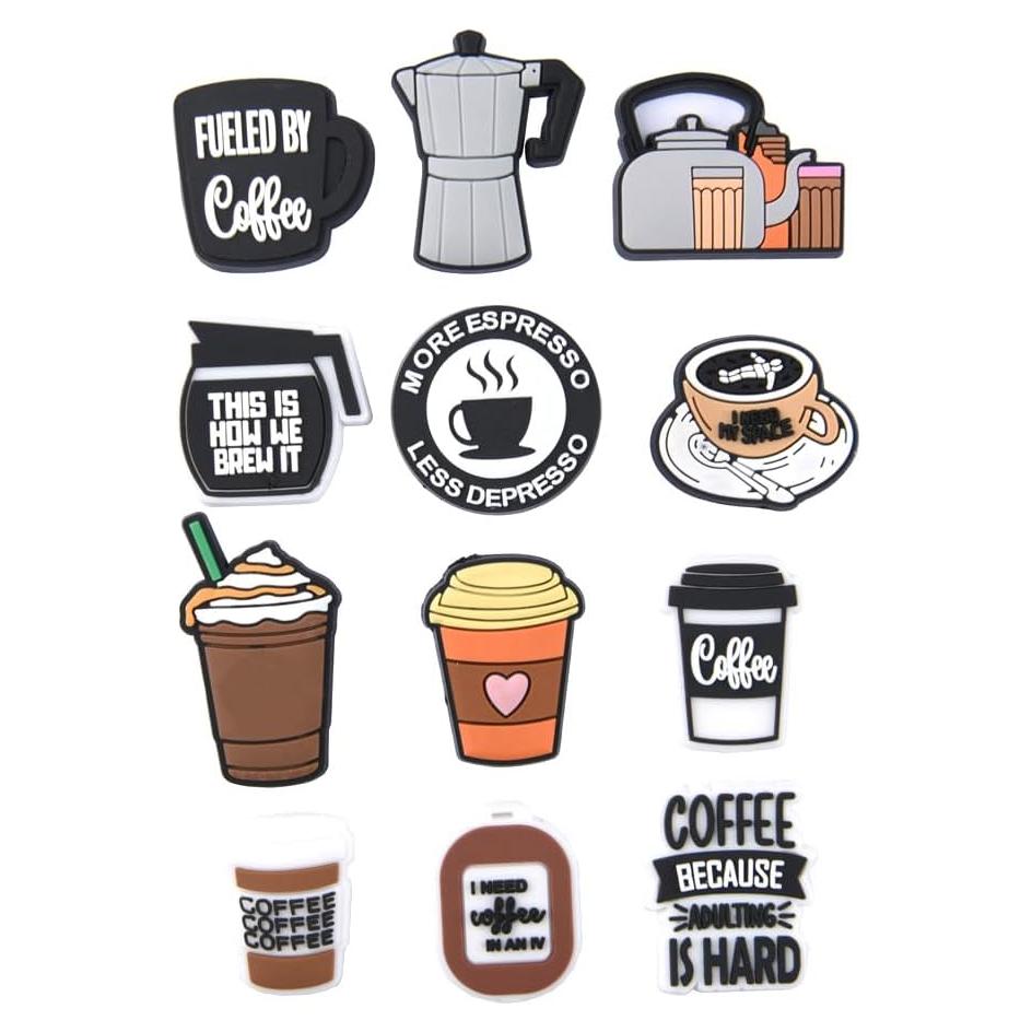 Lote de 13 Encantos de Zapatos Comida Rápida PVC Café