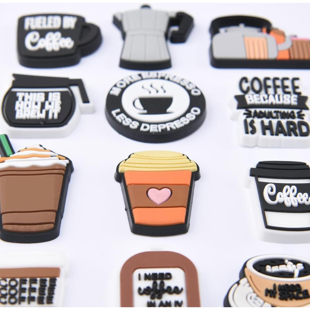 Lote de 13 Encantos de Zapatos Comida Rápida PVC Café