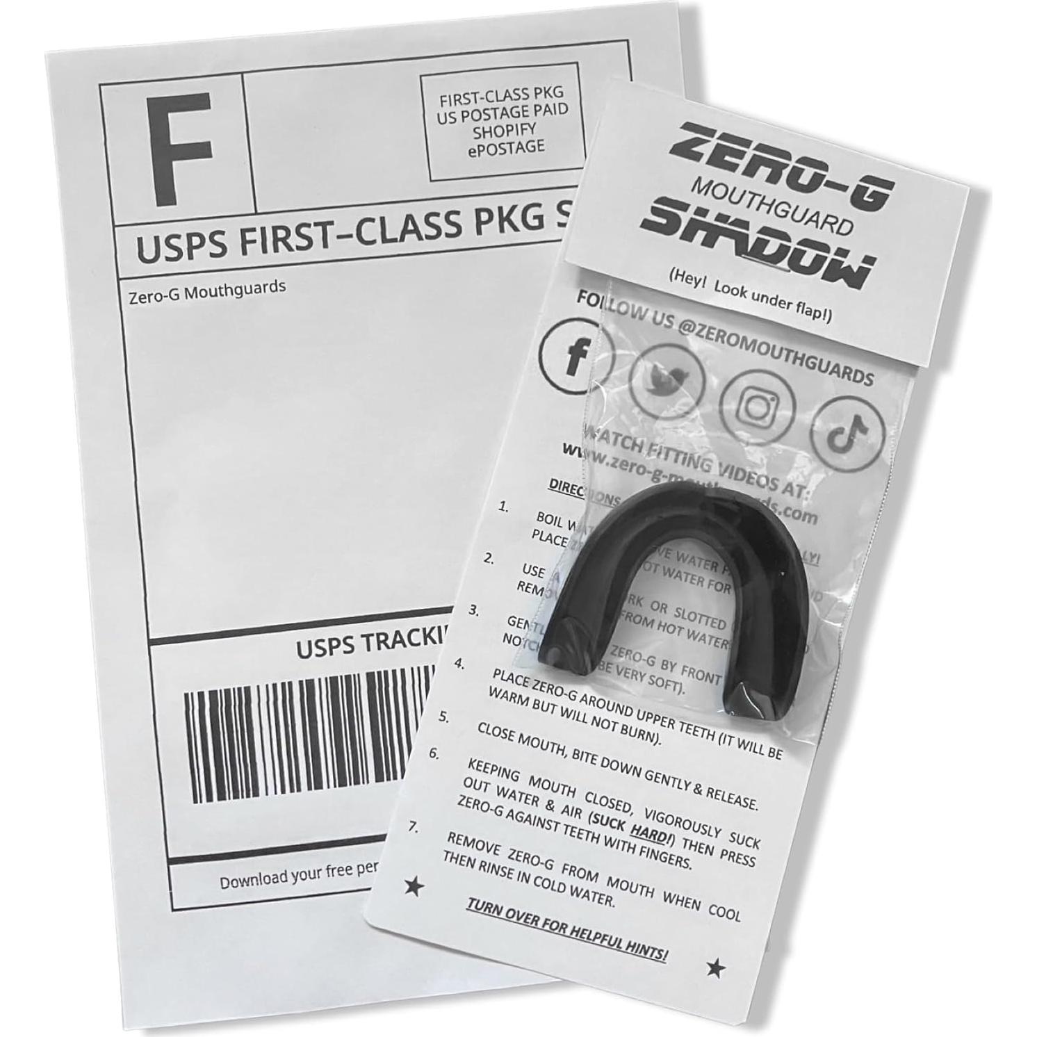 Protector Bucal Zero-G Adulto Negro - Ultra Delgado y Ligero