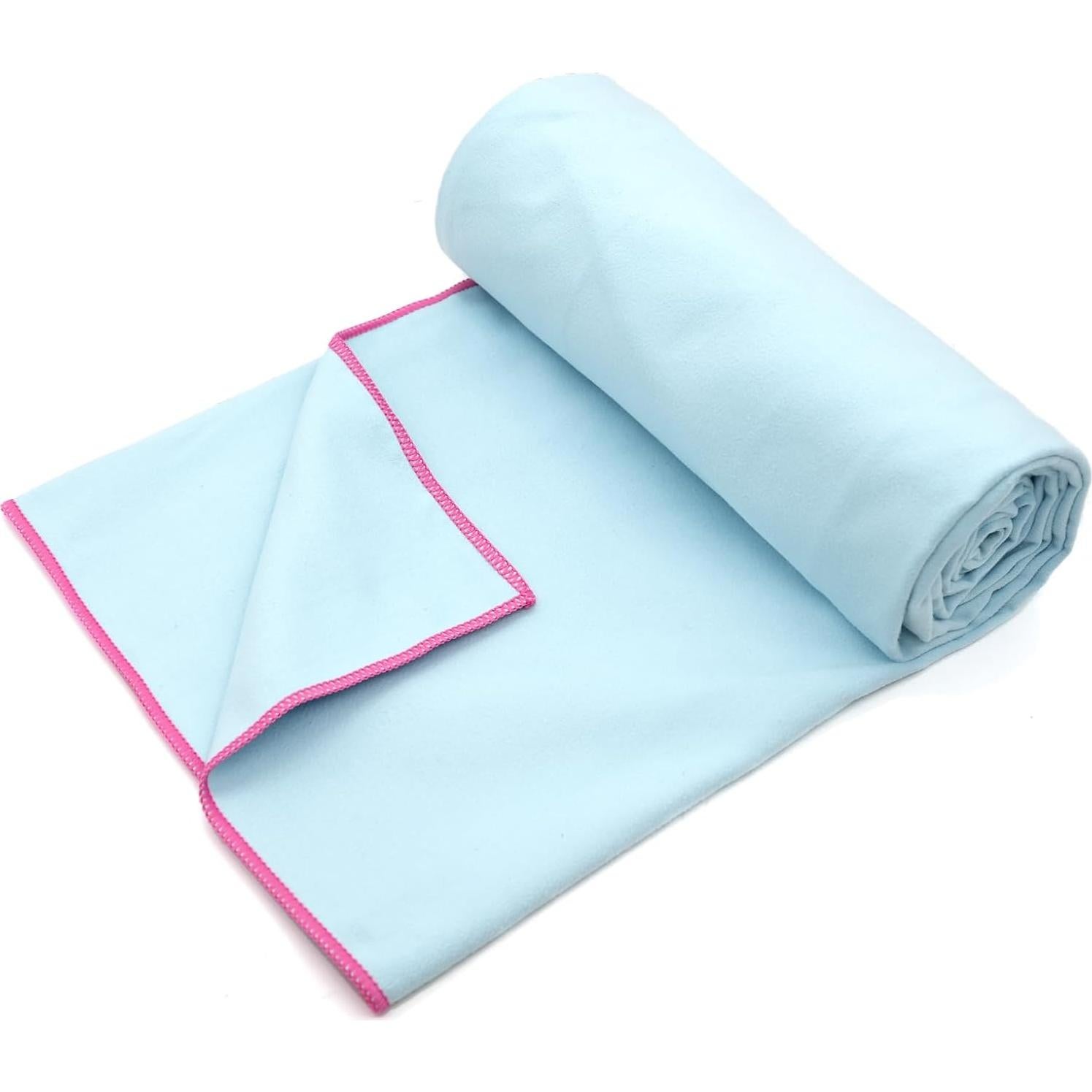 Toalla de Yoga Antideslizante Eunzel Microfibra 185x67cm Azul/Rosa