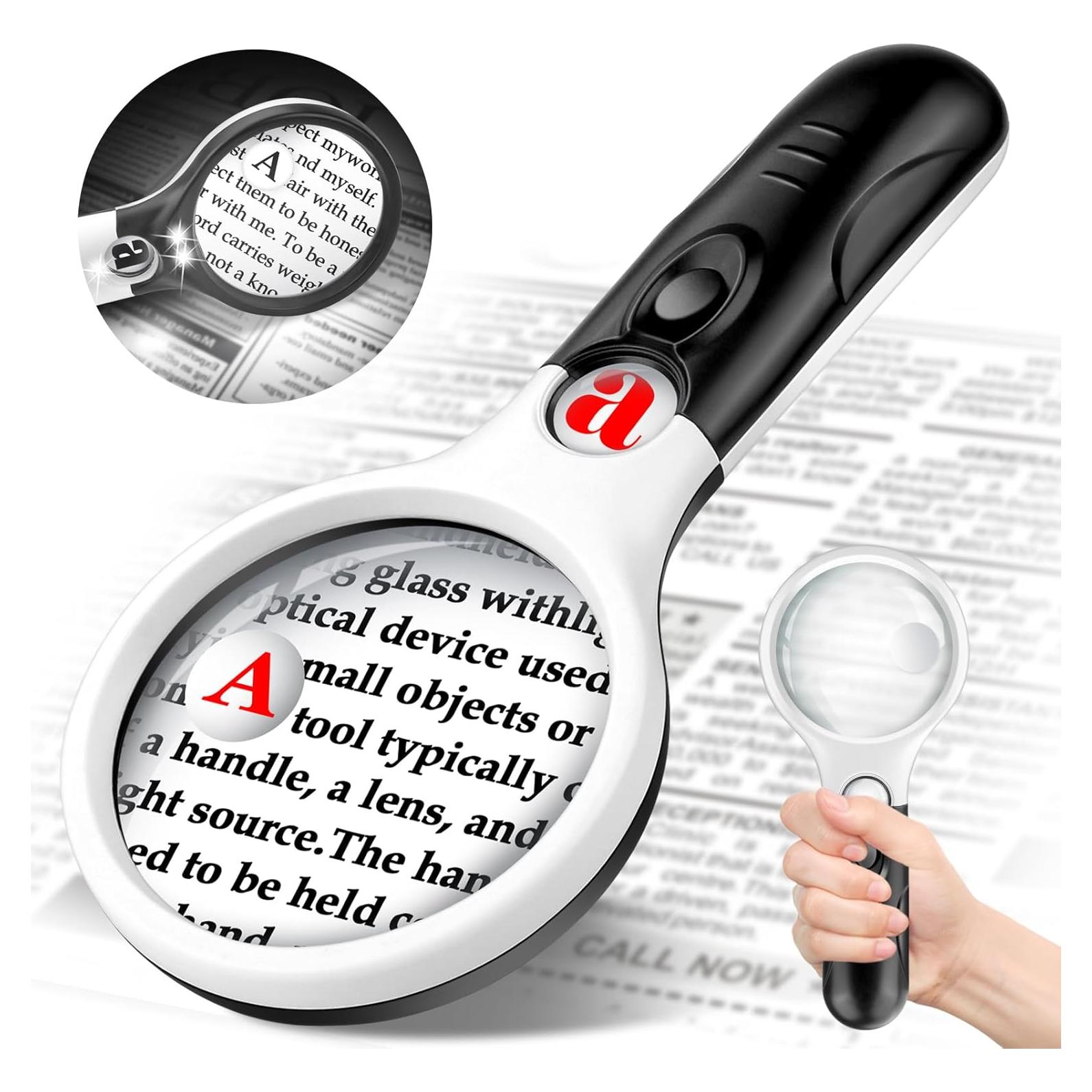 Lupa Compacta NZQXJXZ 5X 10X 45X con Luz LED - 2 Paquete