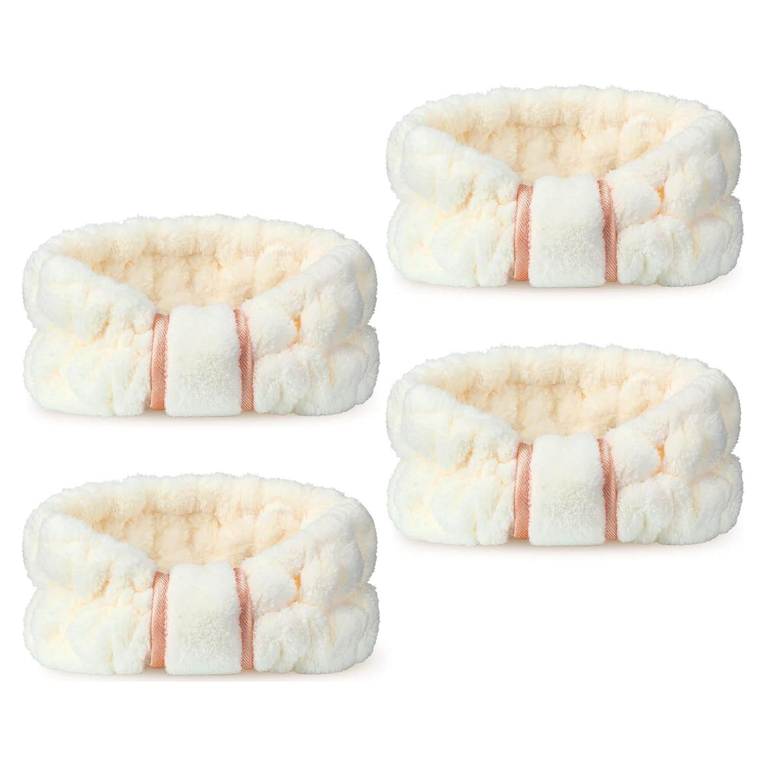 Diademas de Microfibra WILLBOND 4 Piezas Beige para Maquillaje