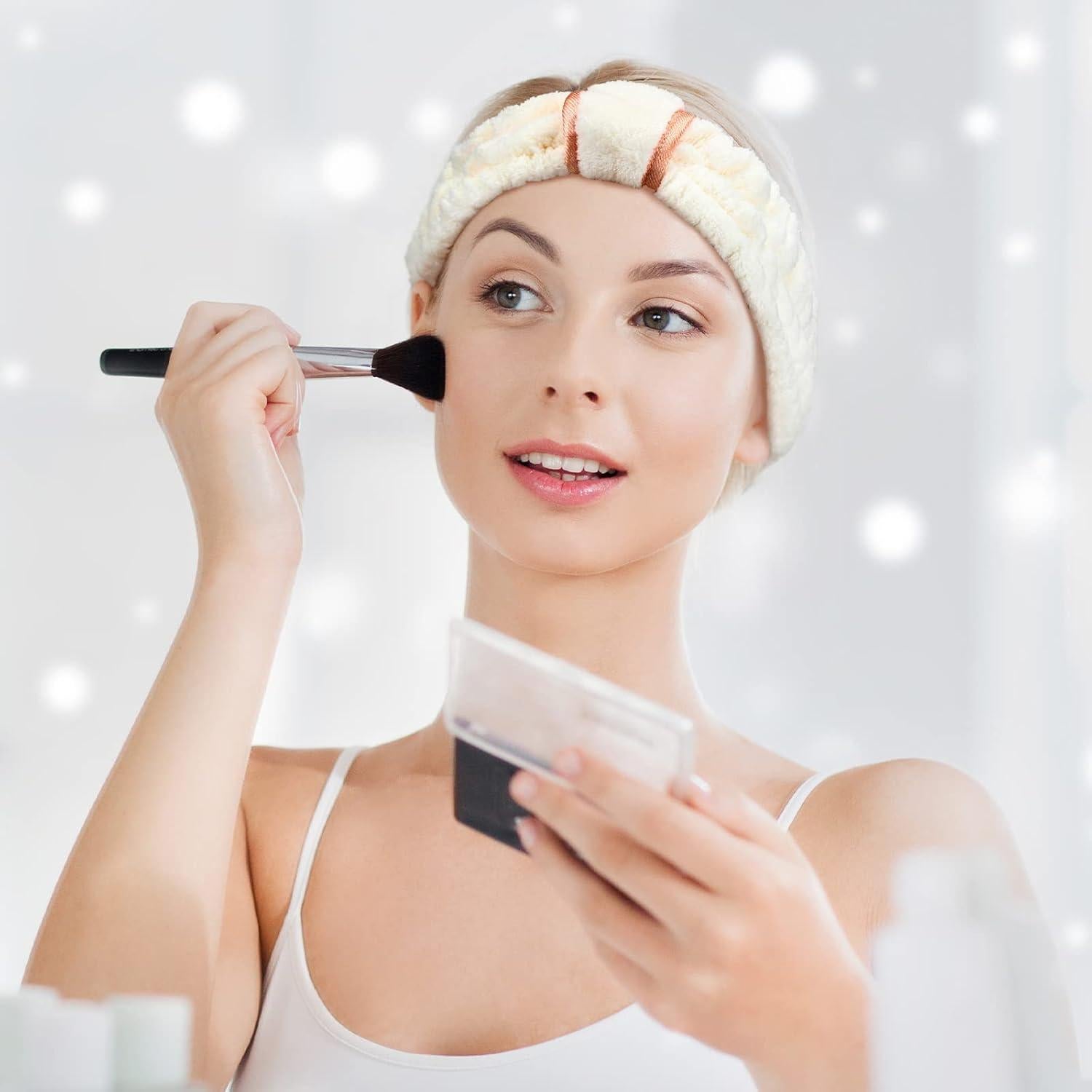 Diademas de Microfibra WILLBOND 4 Piezas Beige para Maquillaje