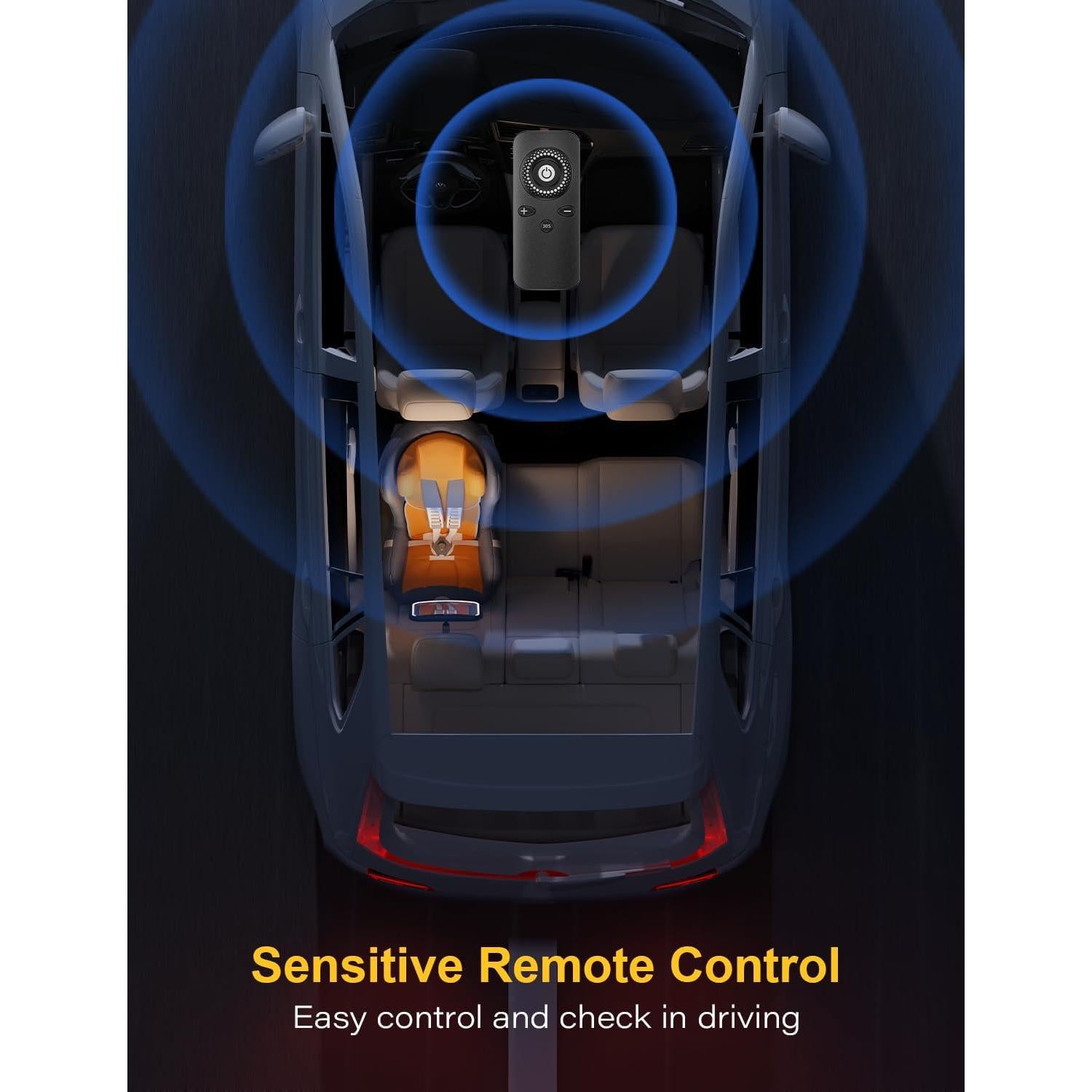 Espejo de Coche para Bebé TAZENI con Luz 2000mAh y Control Remoto