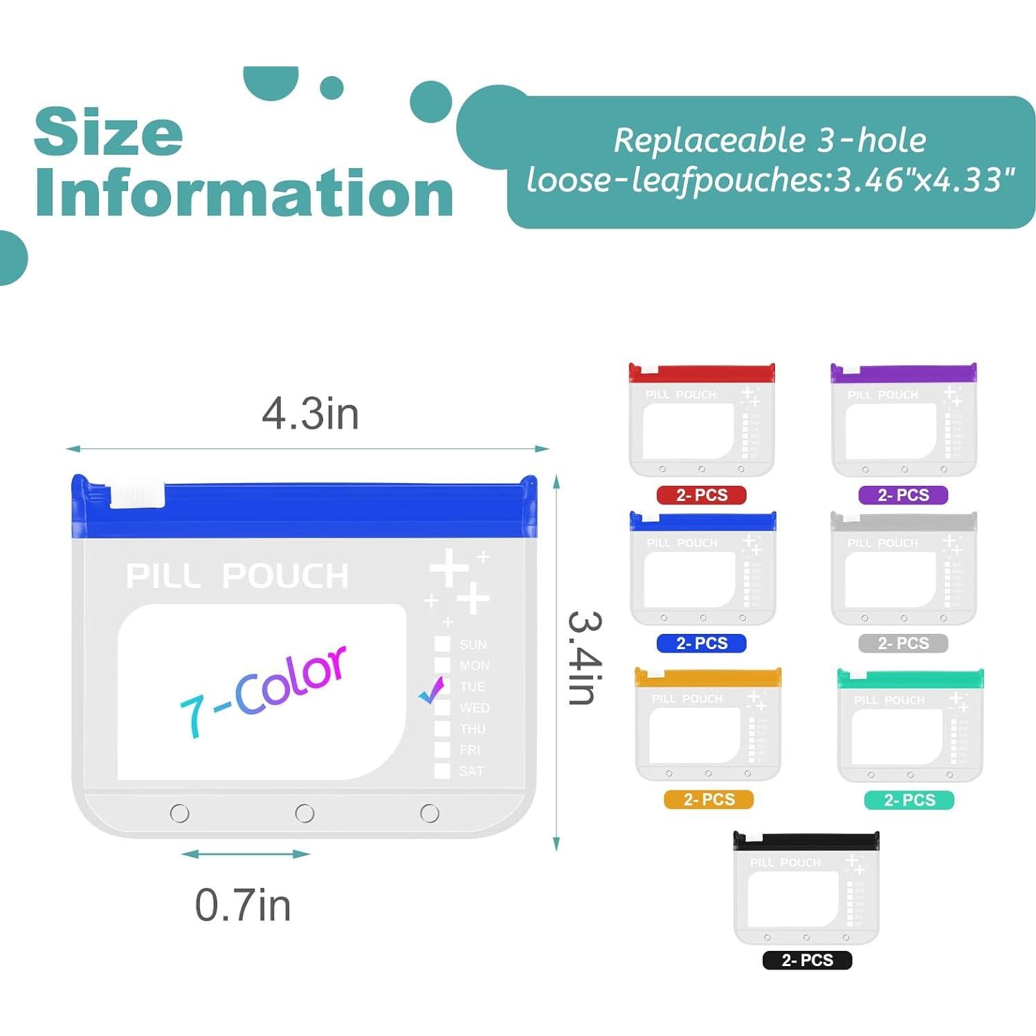 14 Bolsas Organizadoras de Pastillas Timueetech Reutilizables