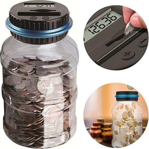 Tarro de Ahorro Digital Winnsty Azul 2.5L con Pantalla LCD