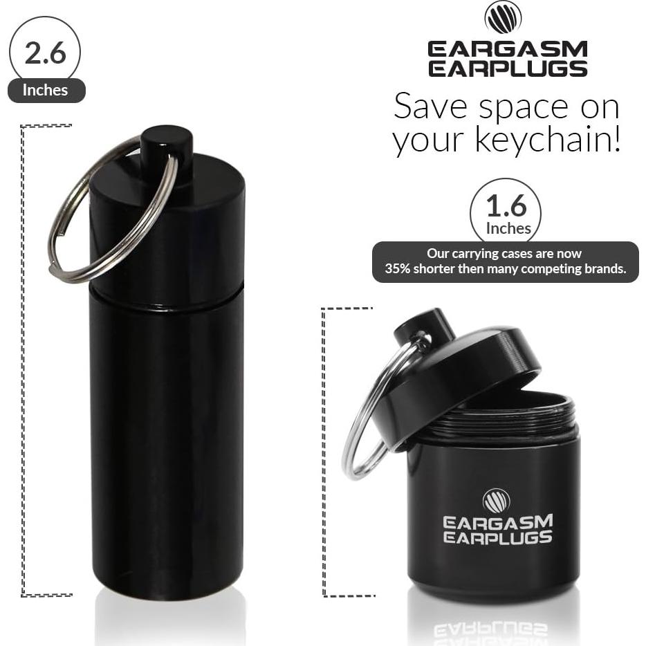 Estuche de Llavero Eargasm Negro - Aluminio Impermeable 2.69x4.06cm