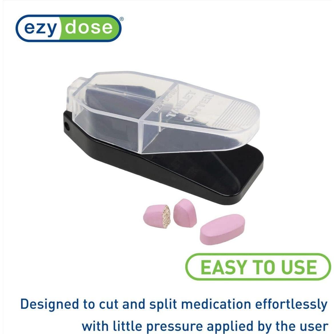 Cortador de Pastillas EZY DOSE Negro, Cuchilla Acero Inoxidable, Viaje