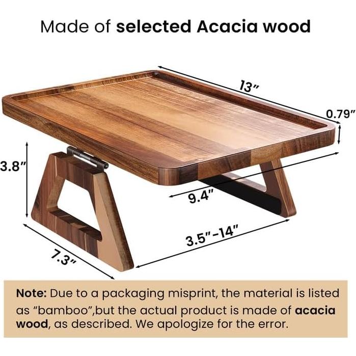 Bandeja para Reposabrazos de Sofá Danfoxer de Madera de Acacia