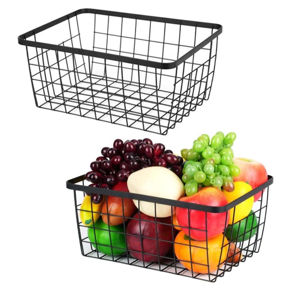 Cestas de Alambre de Metal Aeggplant 2 Paquete Negro 28.5x22x12cm