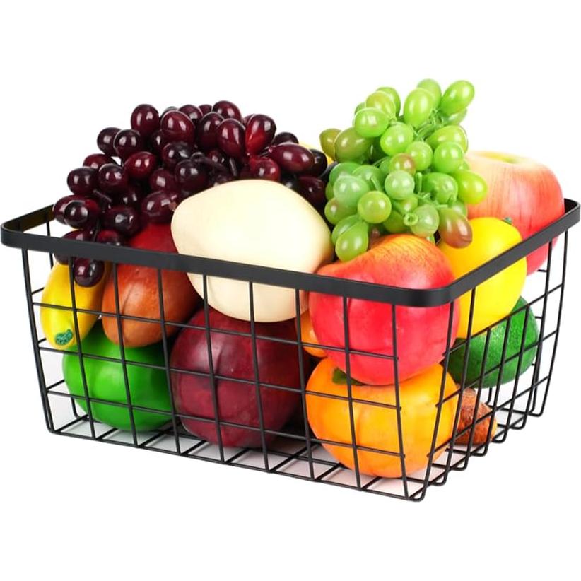 Cestas de Alambre de Metal Aeggplant 2 Paquete Negro 28.5x22x12cm