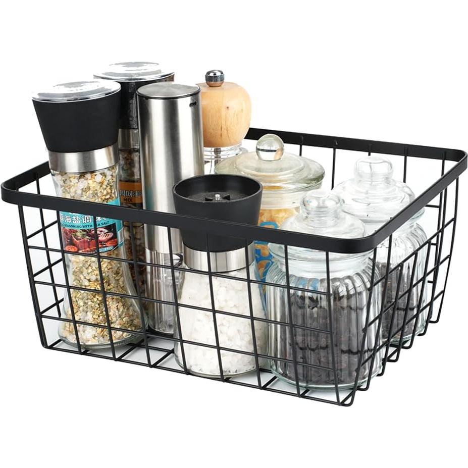 Cestas de Alambre de Metal Aeggplant 2 Paquete Negro 28.5x22x12cm